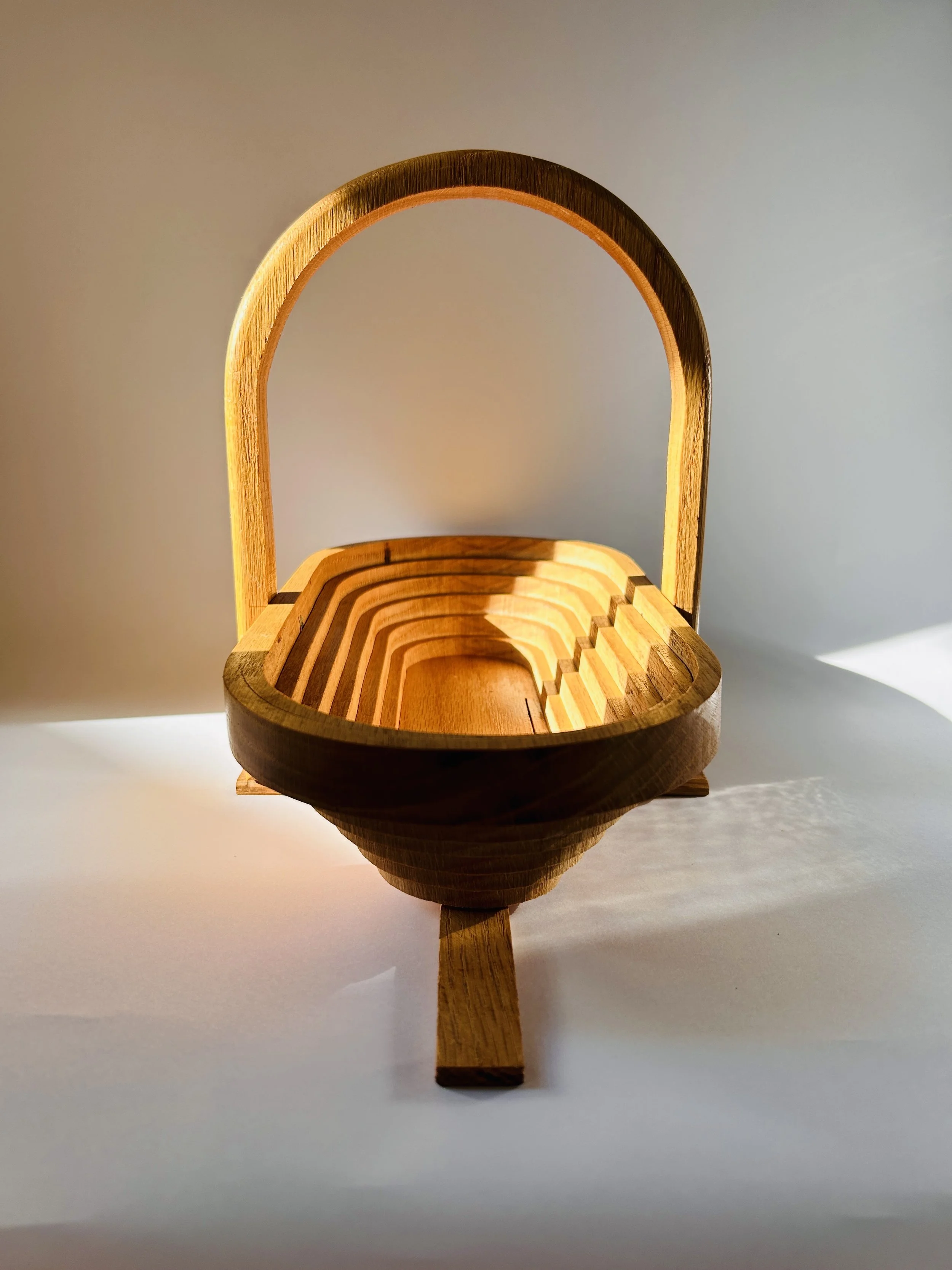 Primitive Handmade Collapsible Wooden Basket