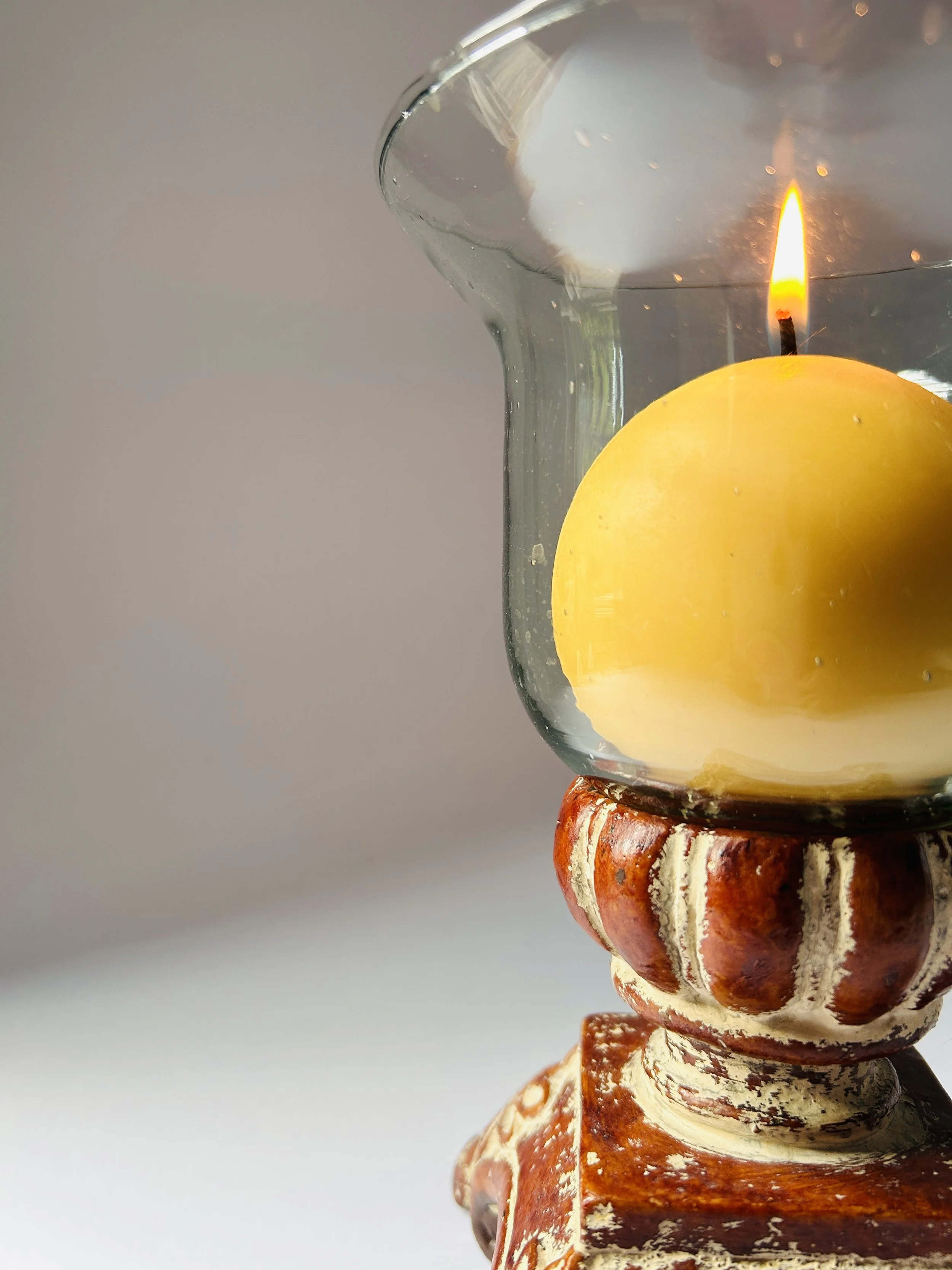 vintage bell jar candle holder glass hurricane ceramic base