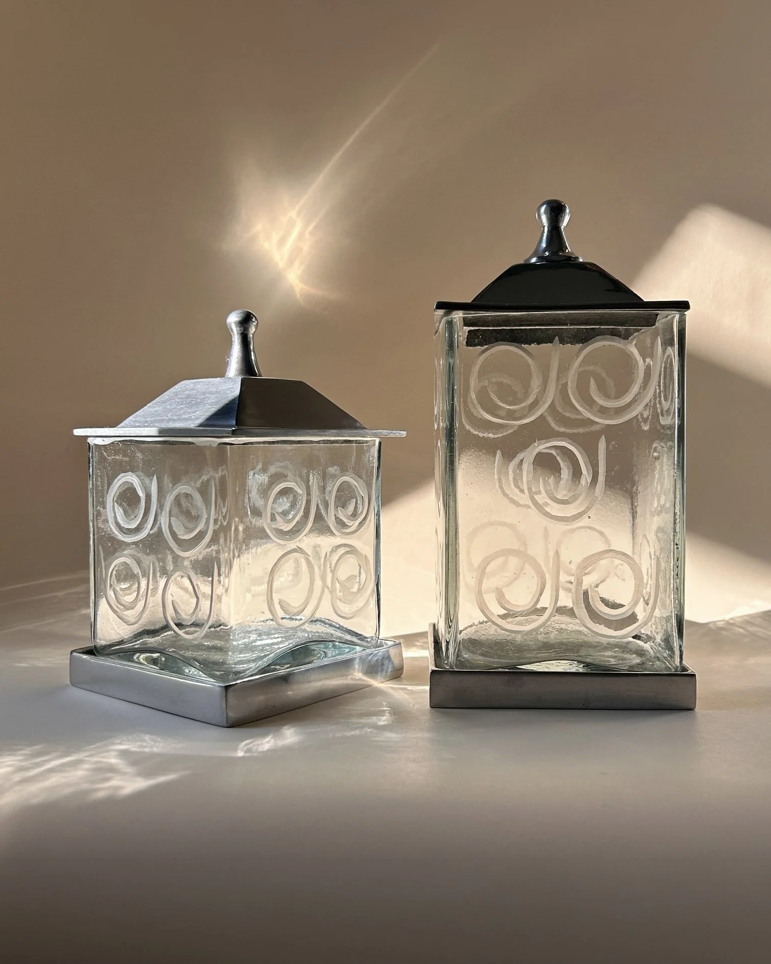 Contemporary Etched Apothecary Jars