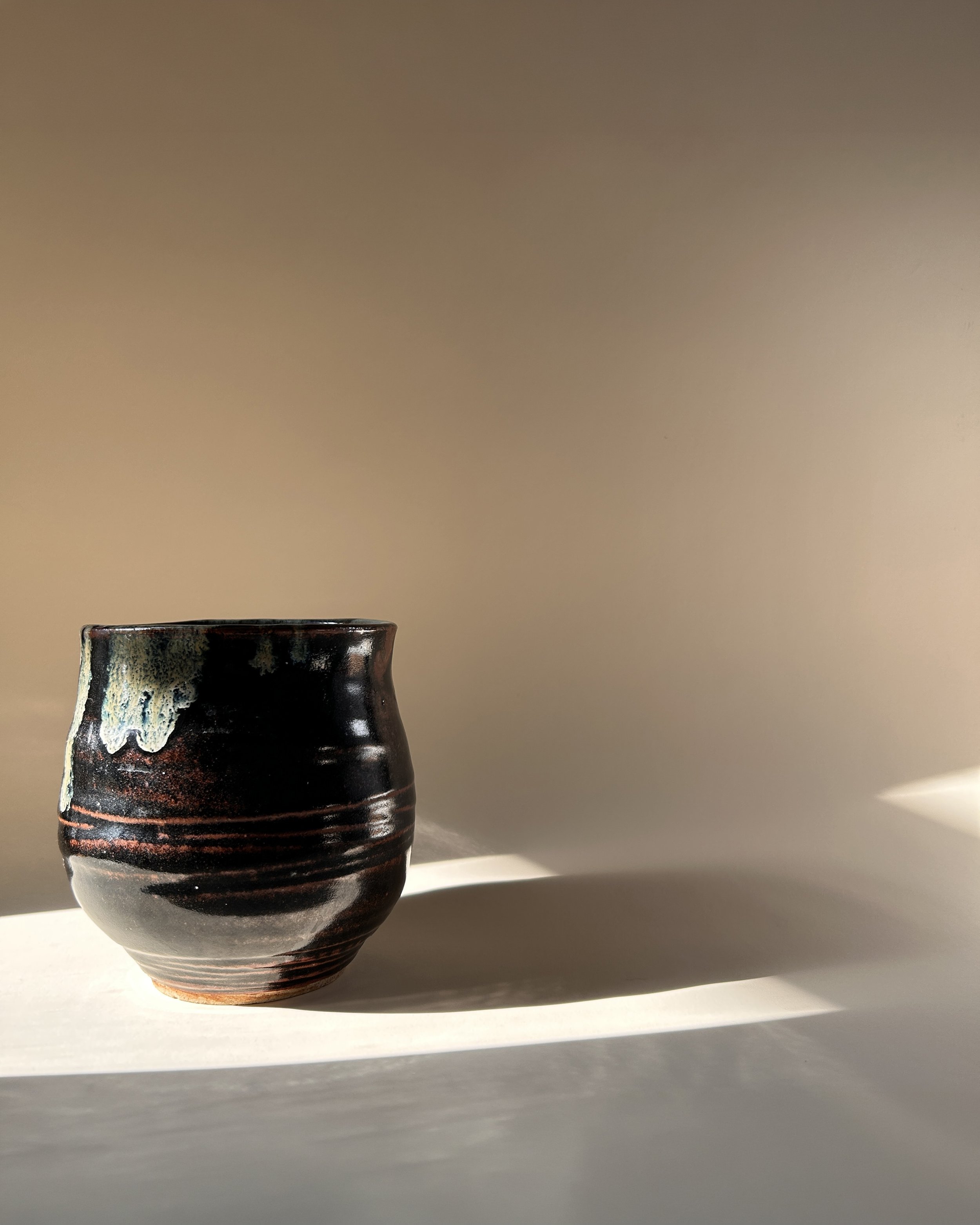 Black Drip Glaze Studio Vessel