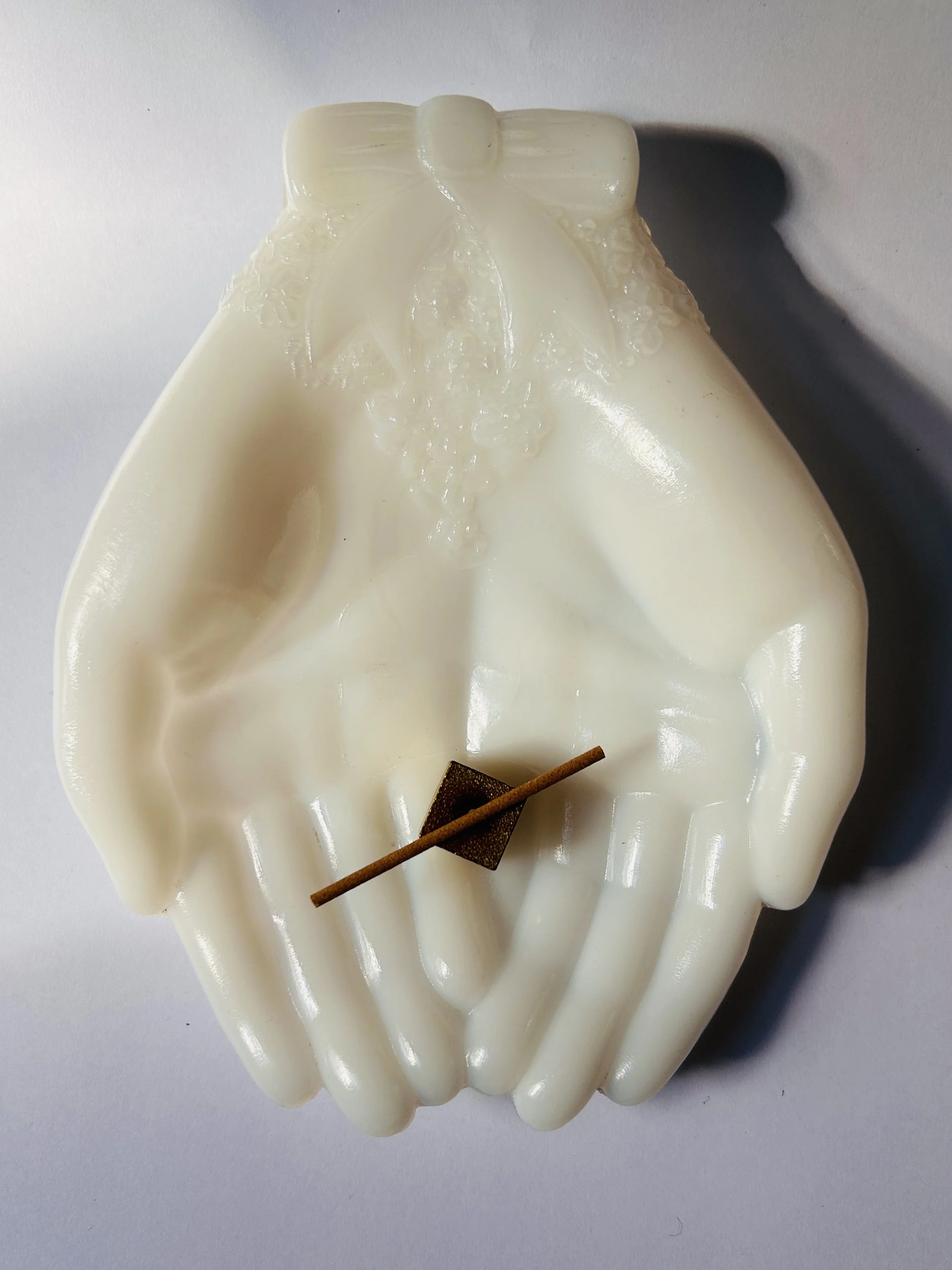 "Giving Hands" Milk Glass Sculpture