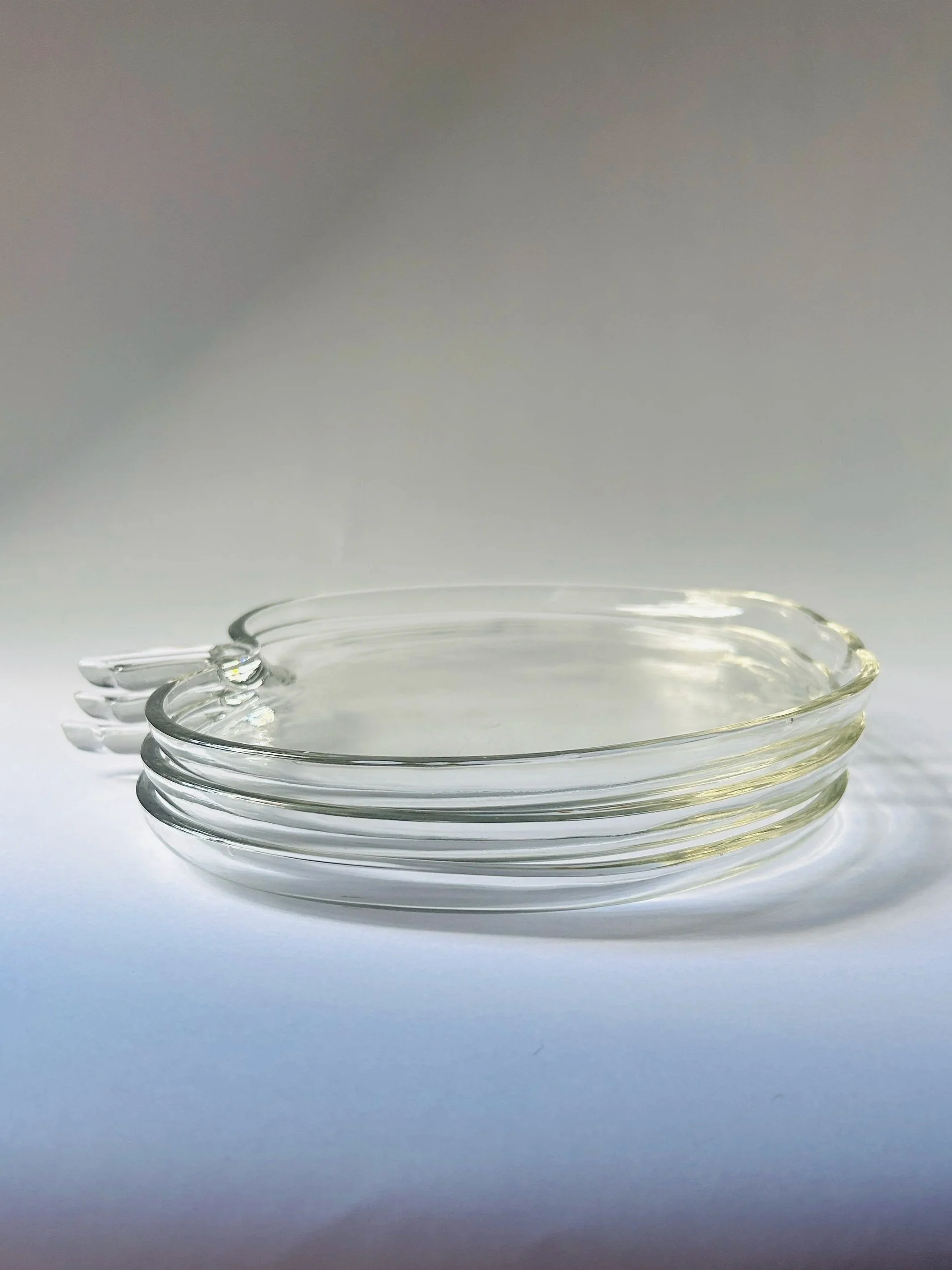 Vintage Hazel Atlas apple shaped clear glass plate, mid-century orchard design tableware