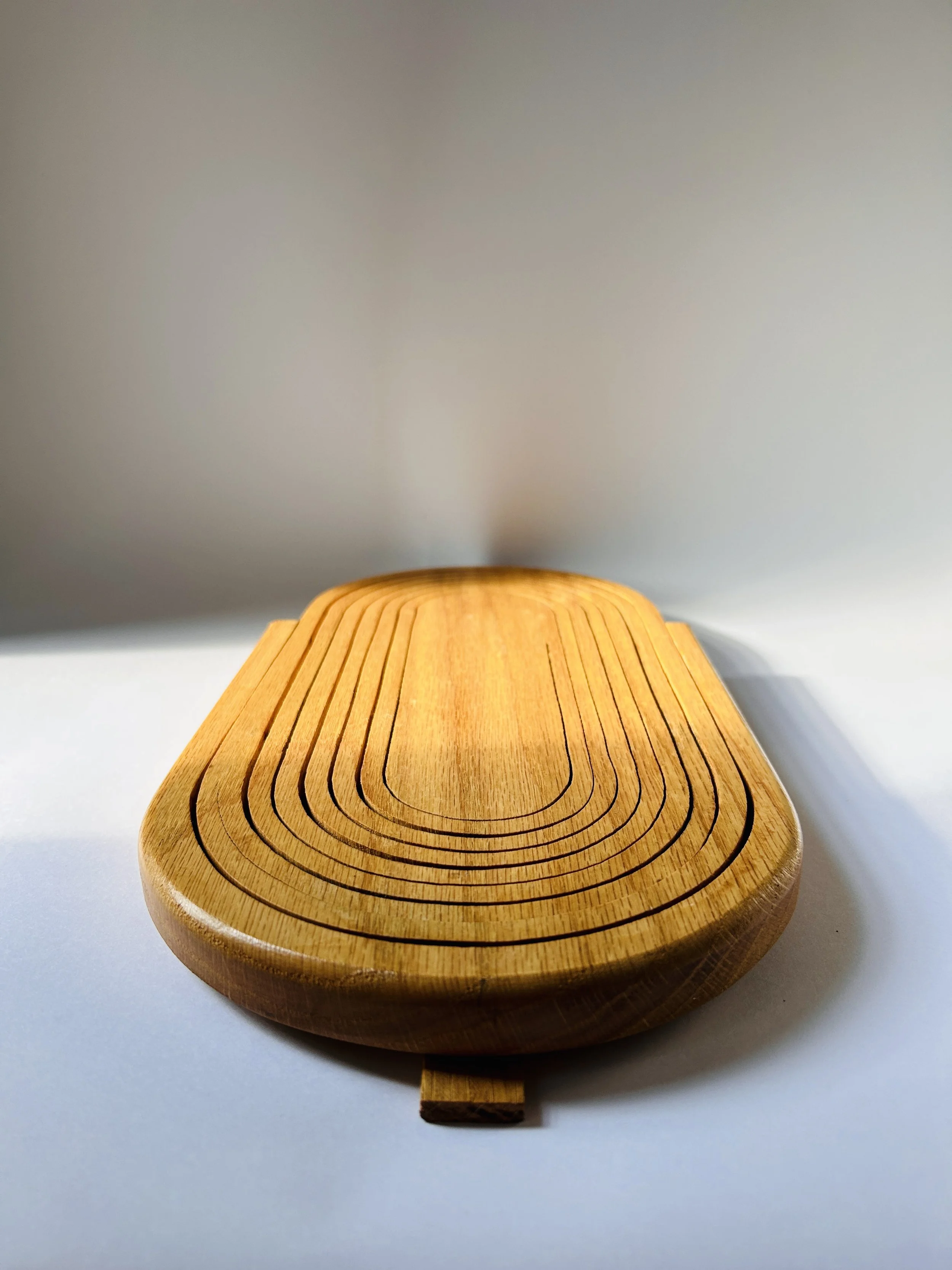 Handmade collapsible wooden basket with layered design, vintage expandable wood fruit basket with handle