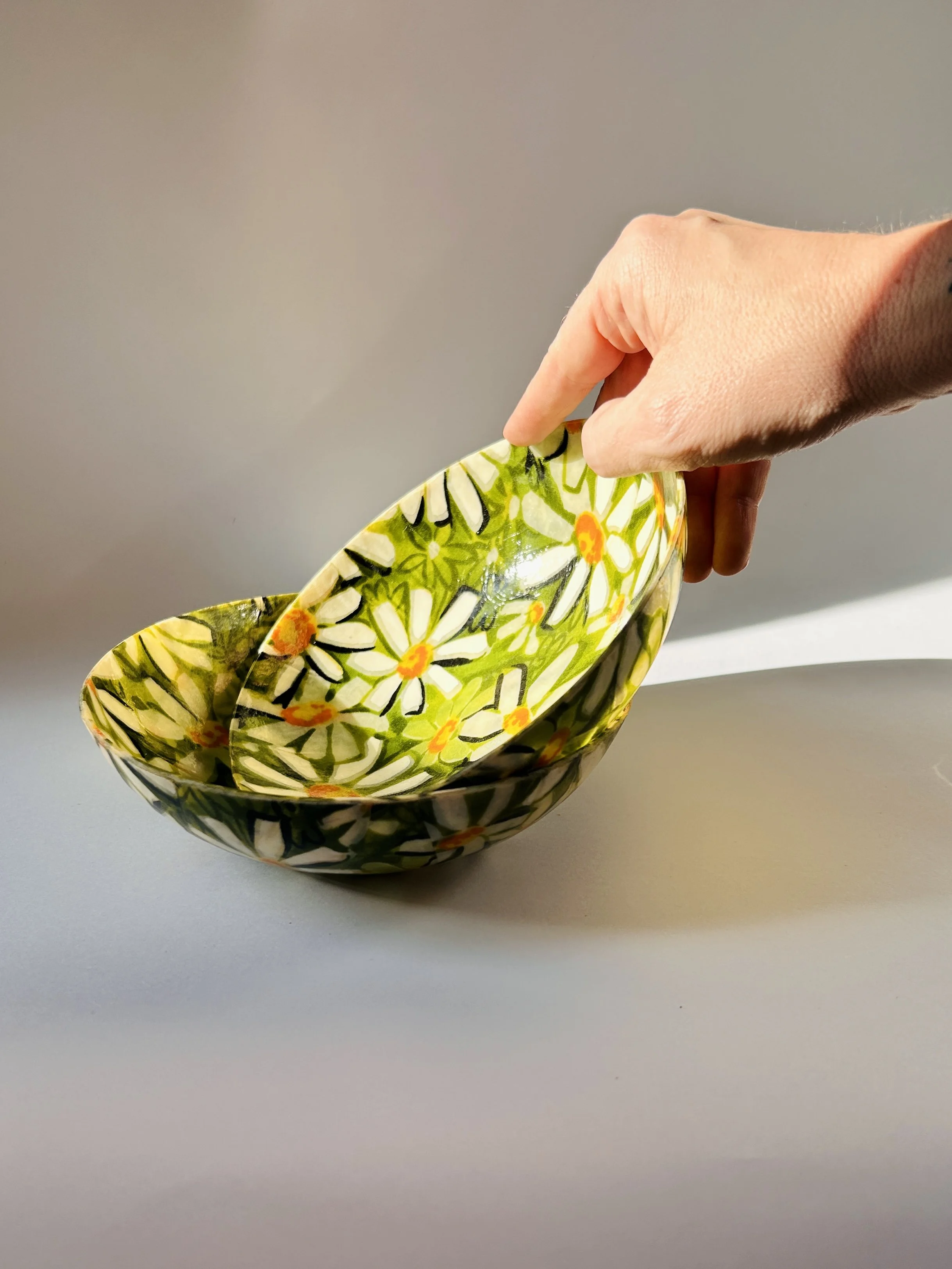 1960s Mod Daisy Pattern Salad Bowls