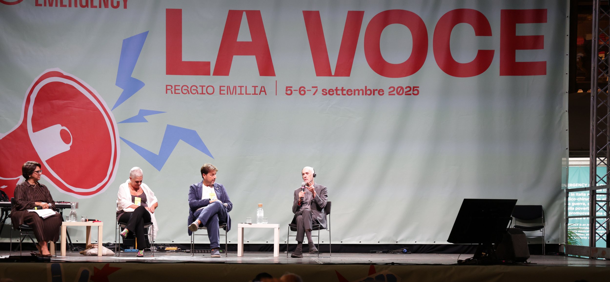A panel discussion during La Voce event in Reggio Emilia, Italy, September 5-7, 2025.