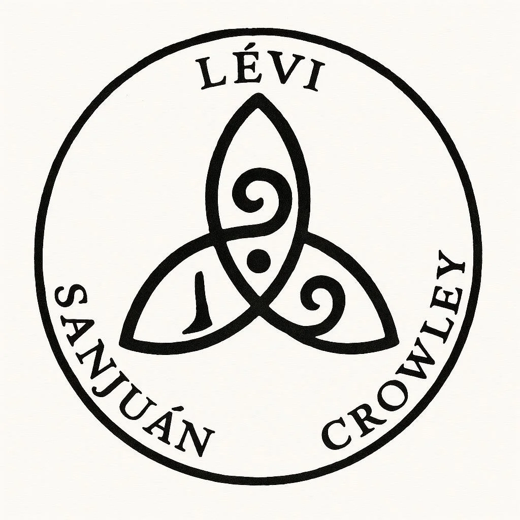 Logotipo de la marca Levi's, con el diseño de tres adornos entrelazados y el texto 'Levi's', 'Sanuán' y 'Crowley' alrededor.