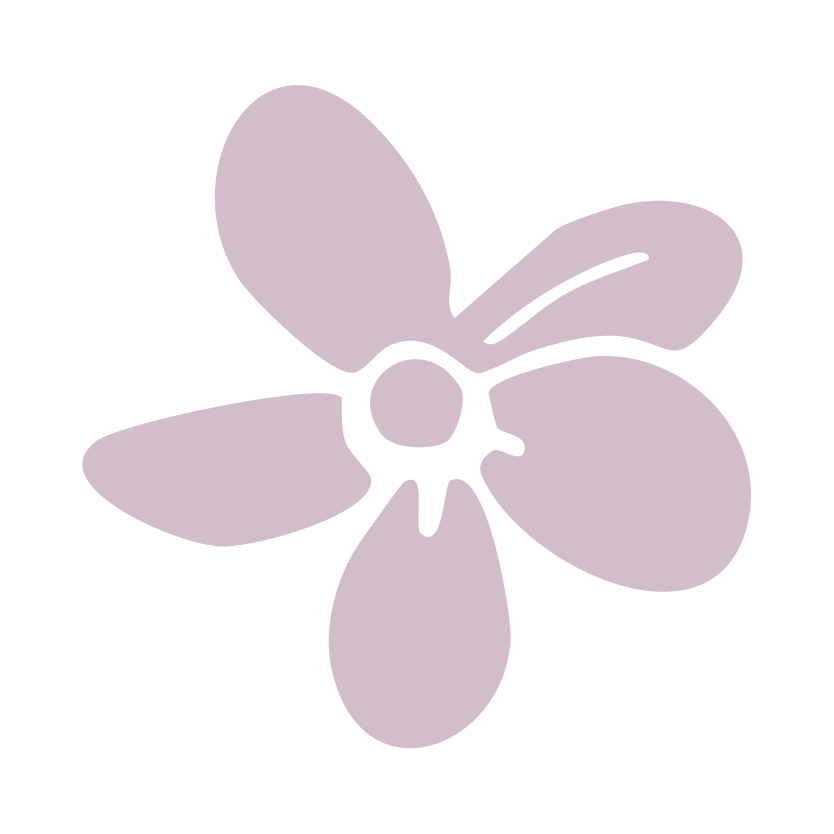 A simple purple flower with five petals and a central circular structure.