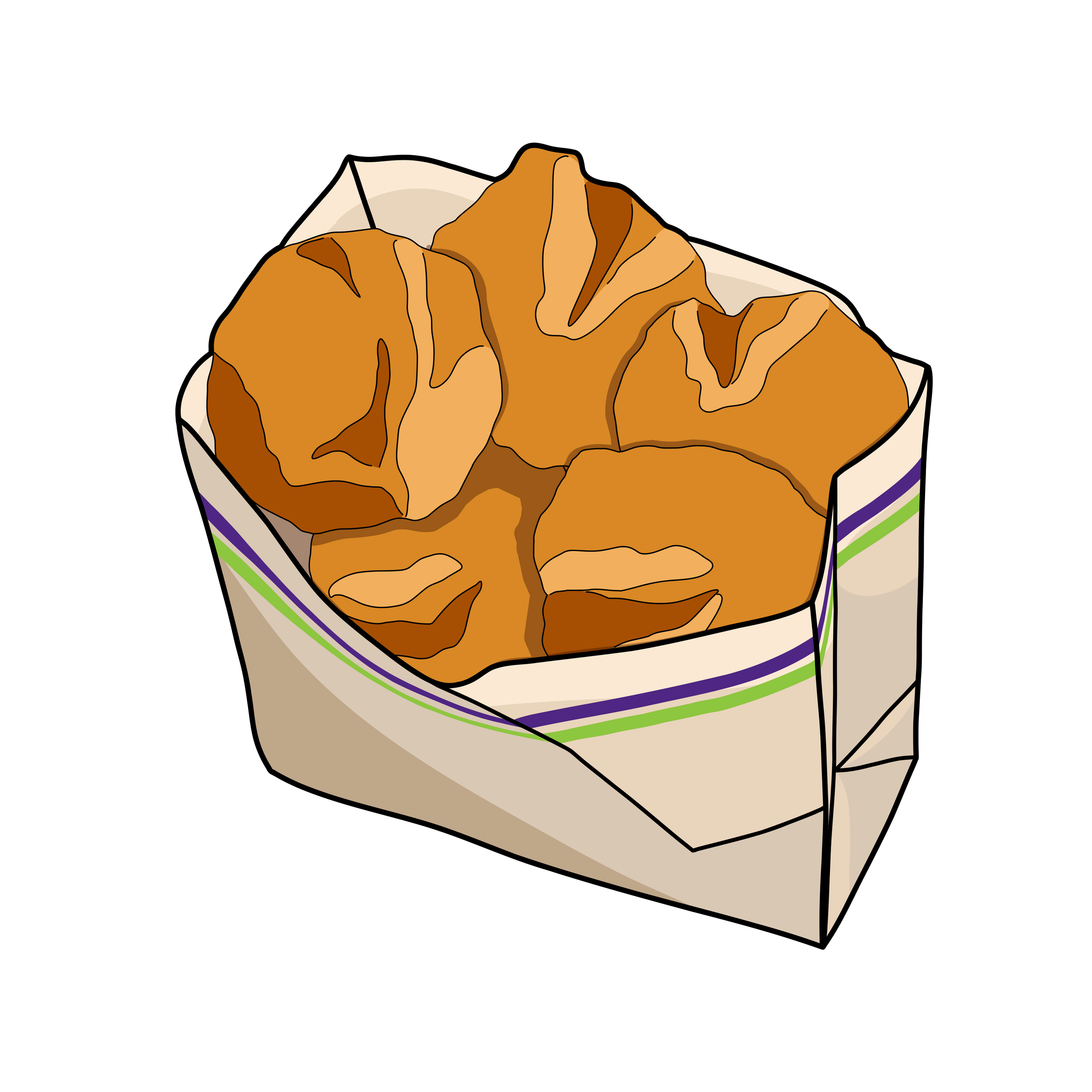 Illustration of a box of freshly baked croissants with golden-brown crusts.