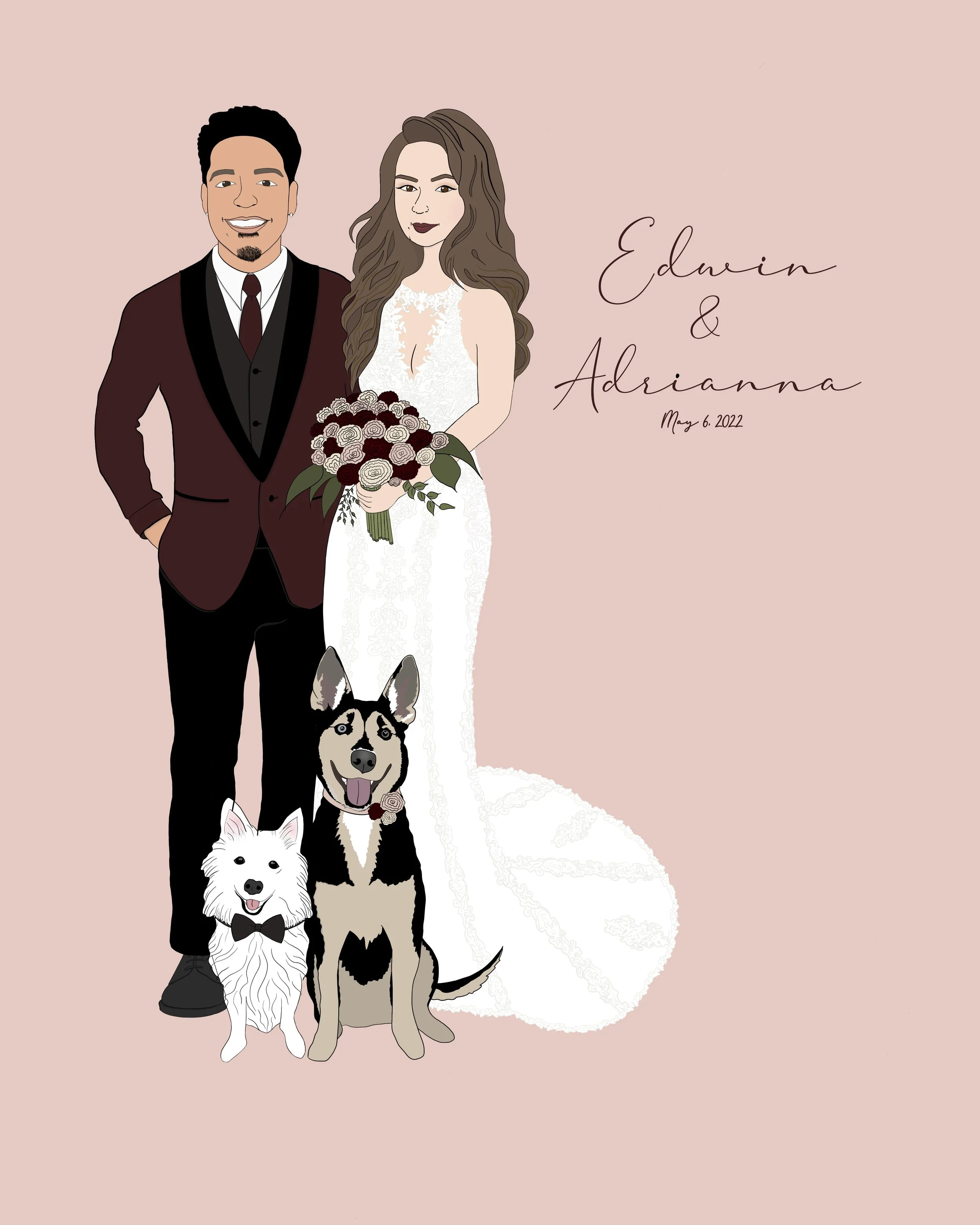 Custom illustration created for a wedding.