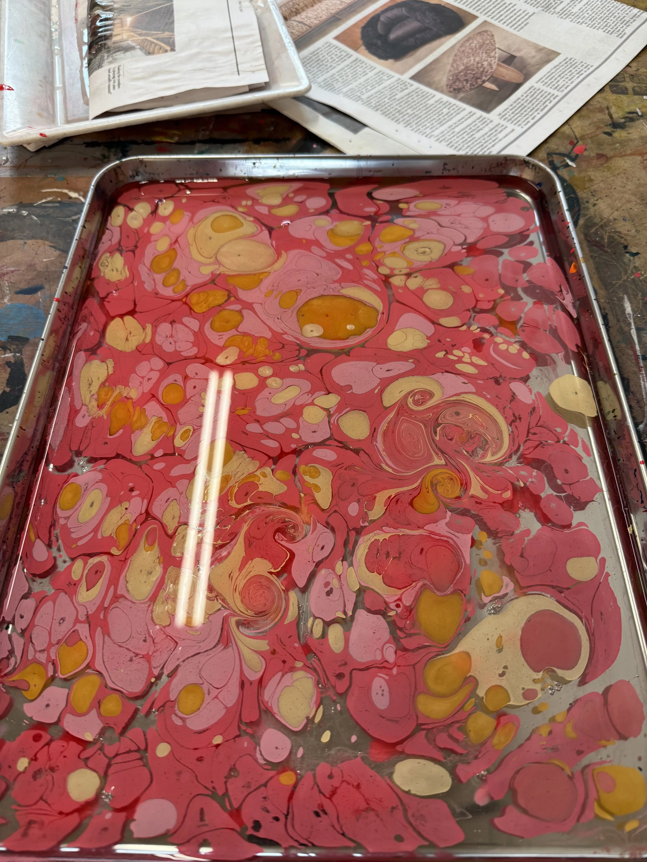 Marbling study exploring organic pattern and color.