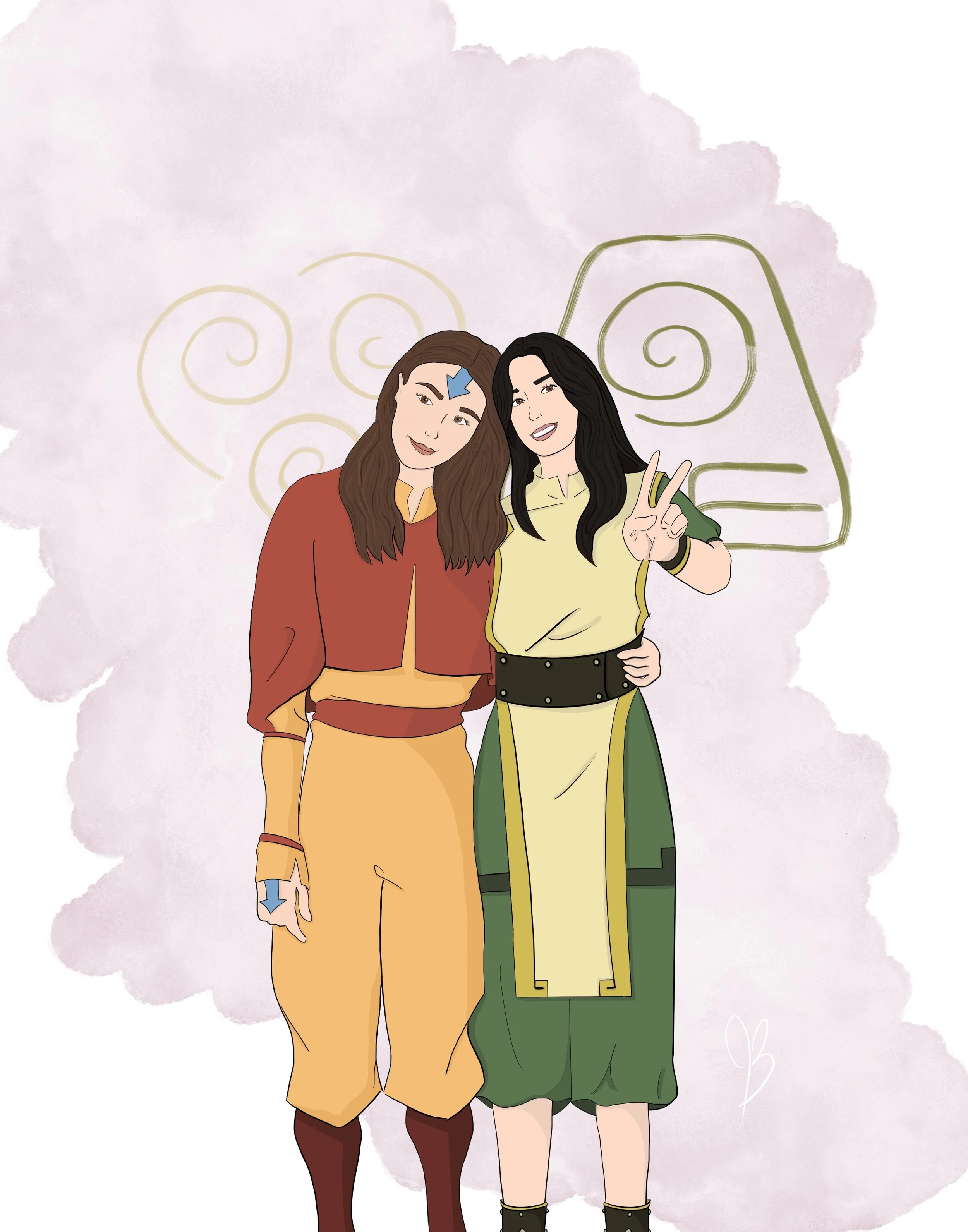 Custom illustration inspired by Avatar The Last Airbender, reimagining subjects based on their zodiac elements.