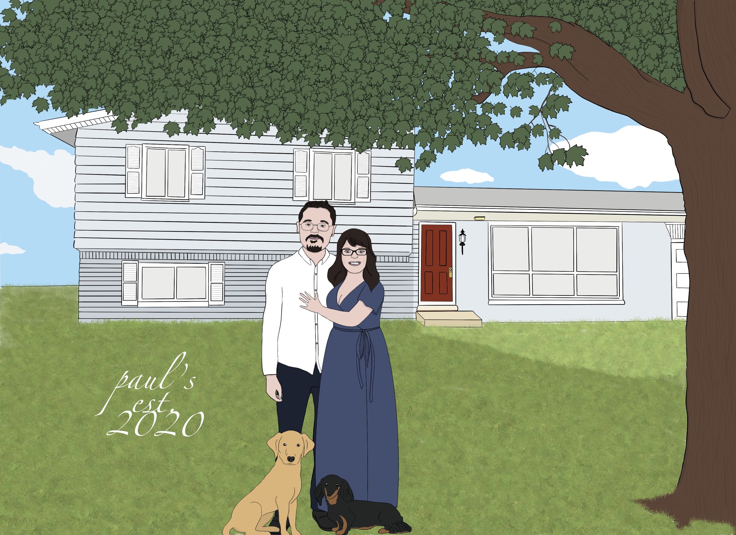 Custom illustration created for a couple's new home.