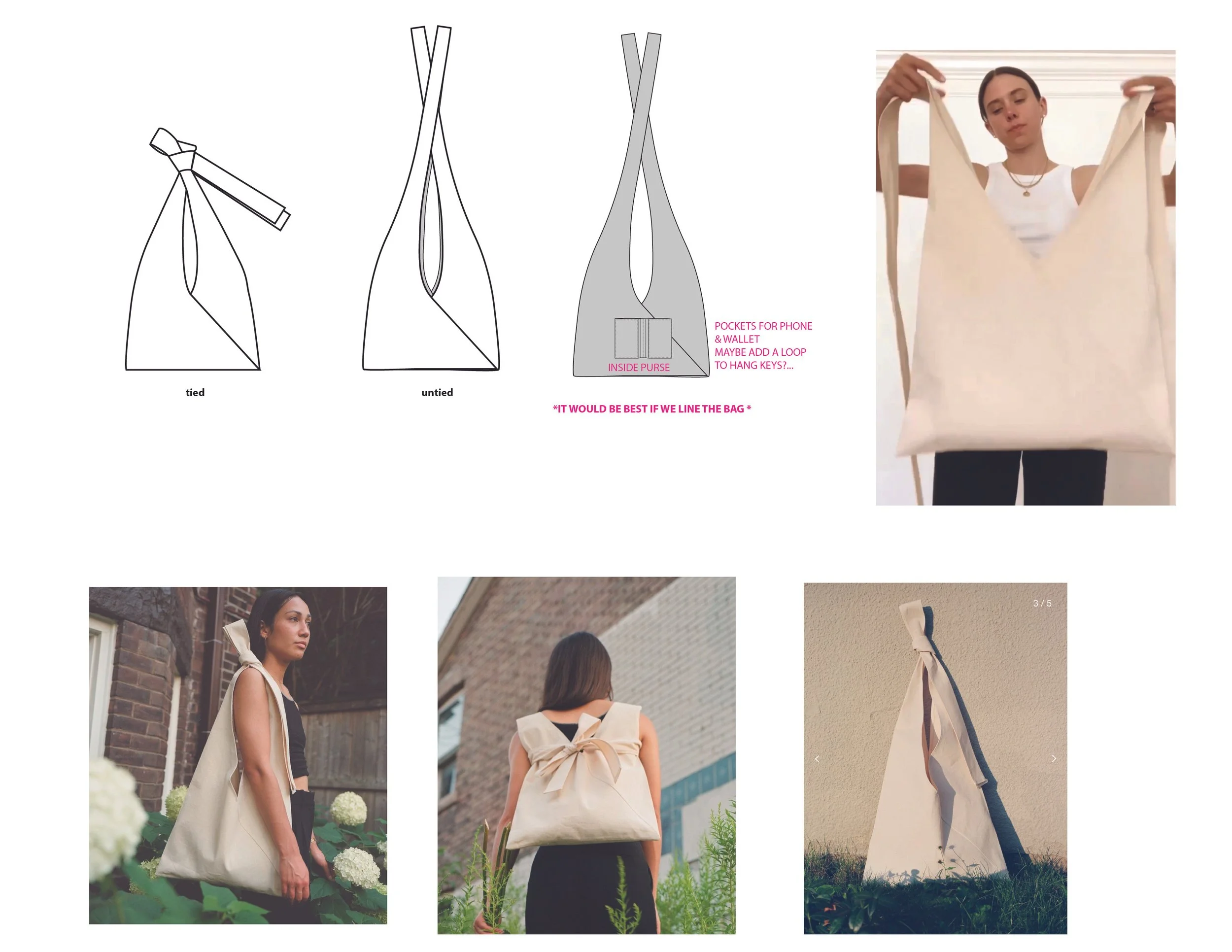 Designed and constructed a tote bag inspired by contemporary market styles, including pattern development and sample creation.