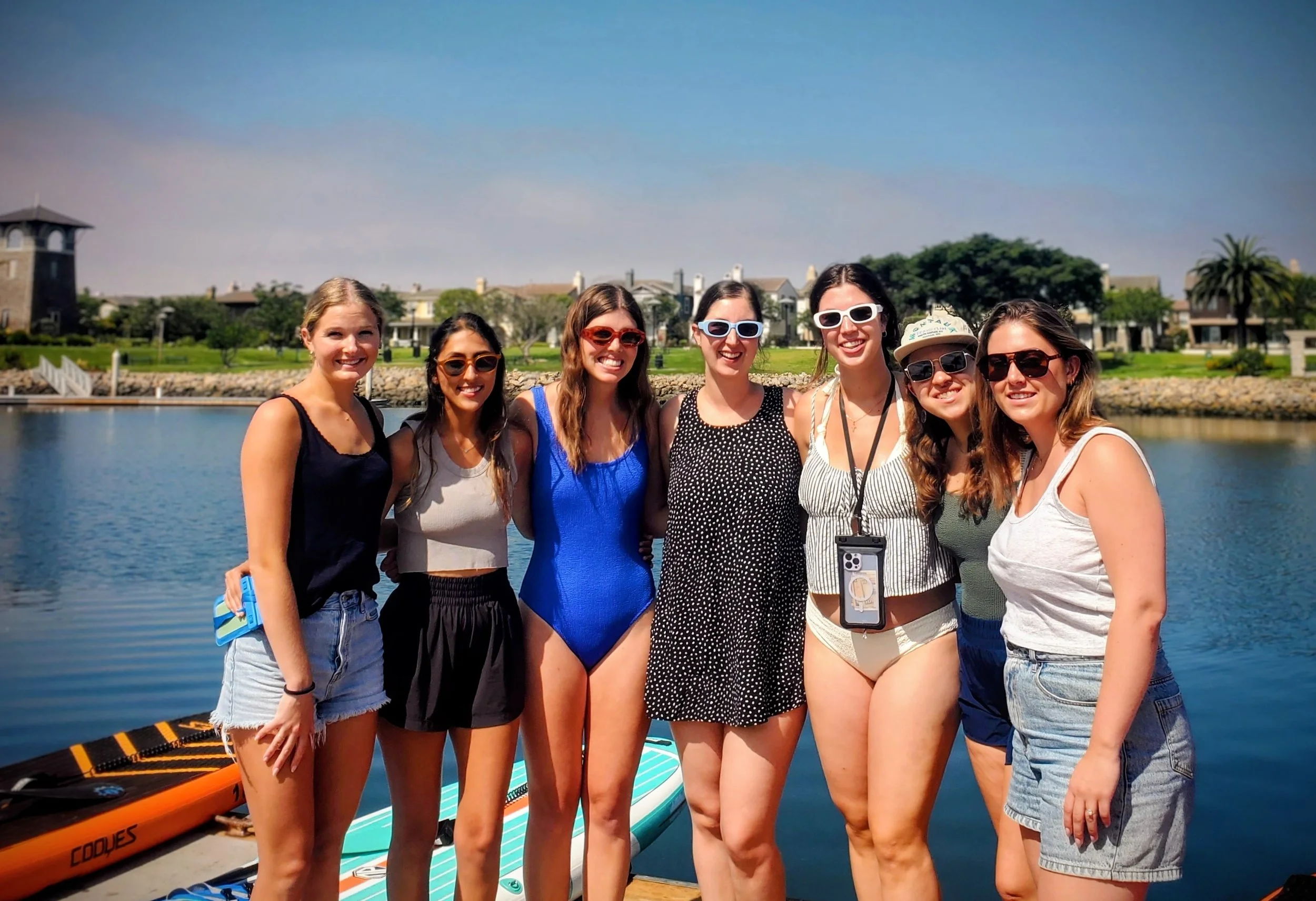 Clemson college gals on summer break, bride squad, paddleboarding rentals, play Fair Paddleboarding