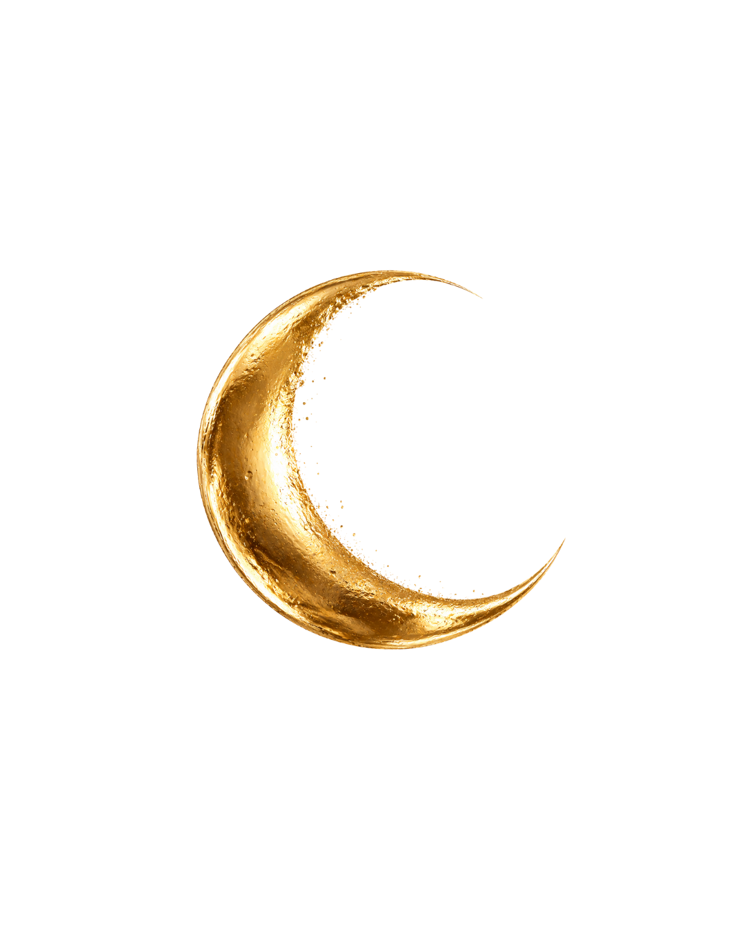Golden crescent moon on a black background.