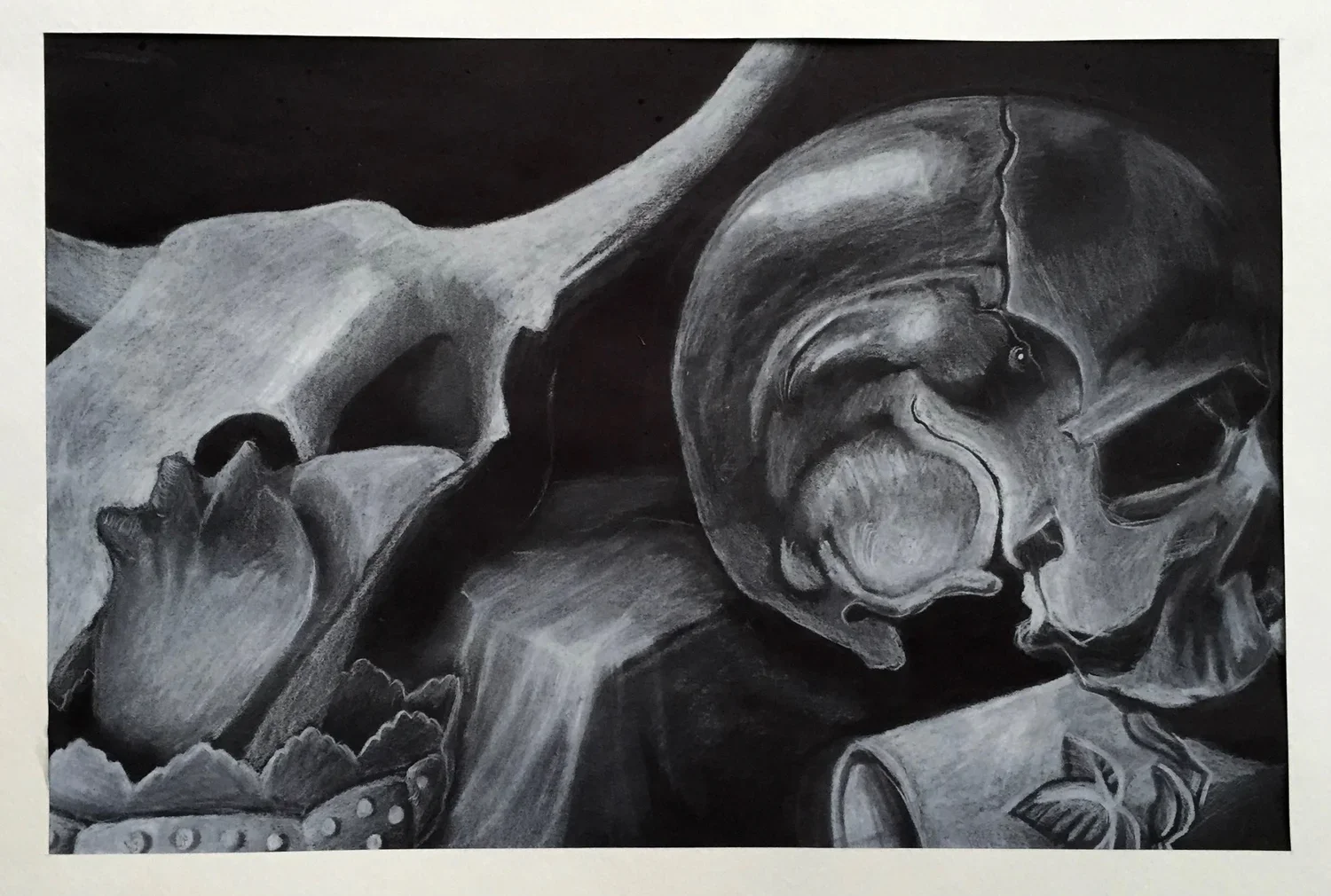 WILD WEST: white charcoal pencil on black paper