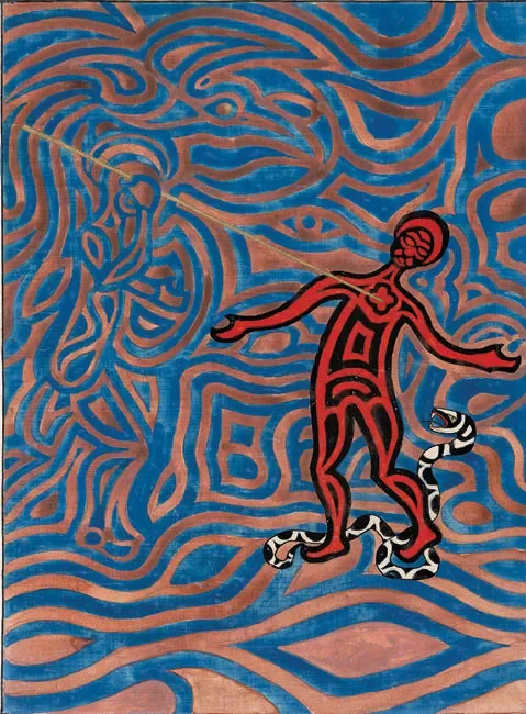 Jungian Painting of Man and Snake