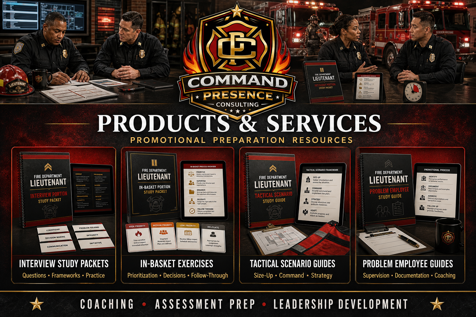 Command Presence Consulting fire service leadership, promotional preparation, coaching, and professional development resources for firefighters and fire officers