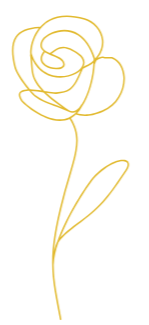 Minimalist line drawing of a single rose with leaves