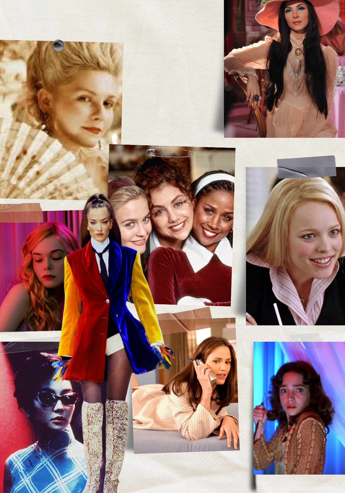 Collage of women from the movie 'Clueless' in various scenes and outfits.