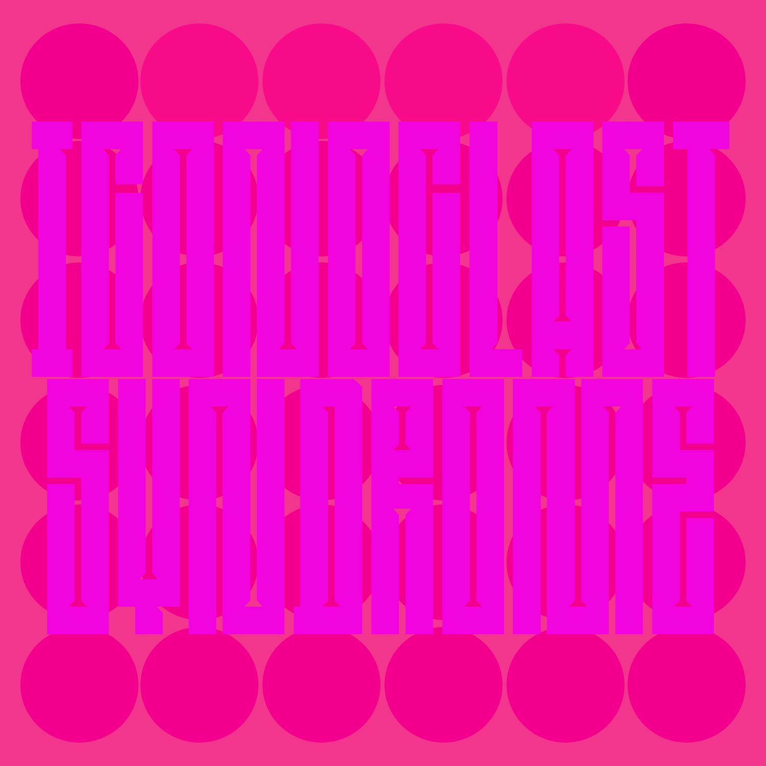 Bright pink background with large pink dots, overlaid with purple text that says 'THONY'S SHOPPE' in a vertical arrangement.