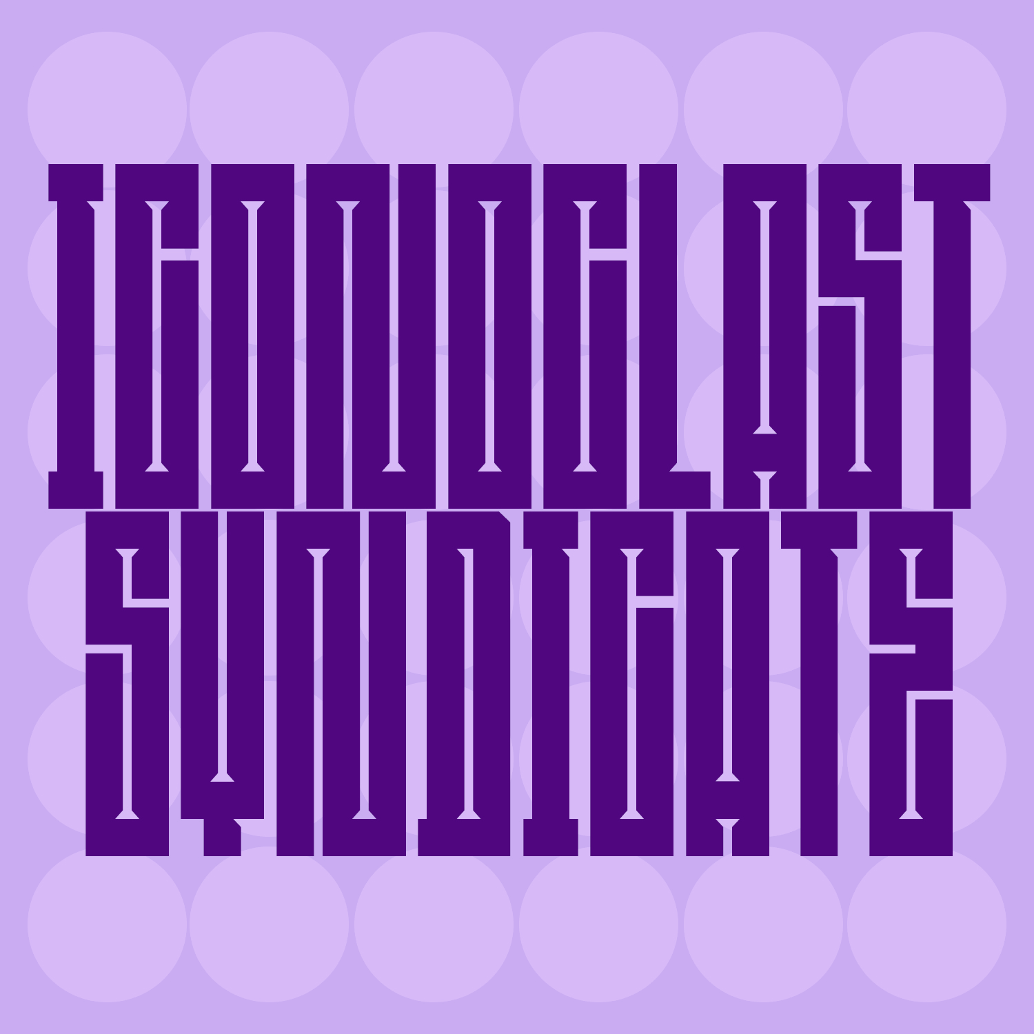 Text in purple font that says 'Thoughts Silently' on a purple polka dot background.