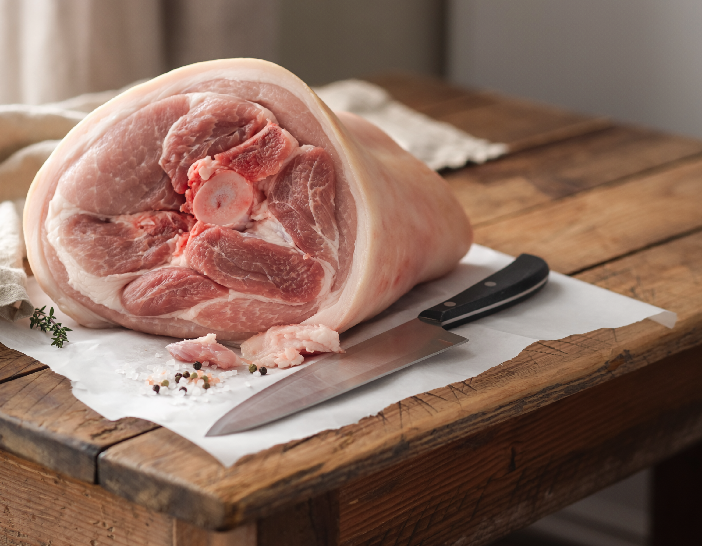 Firefly_fresh butchered pork shoulder on a table 147004.png