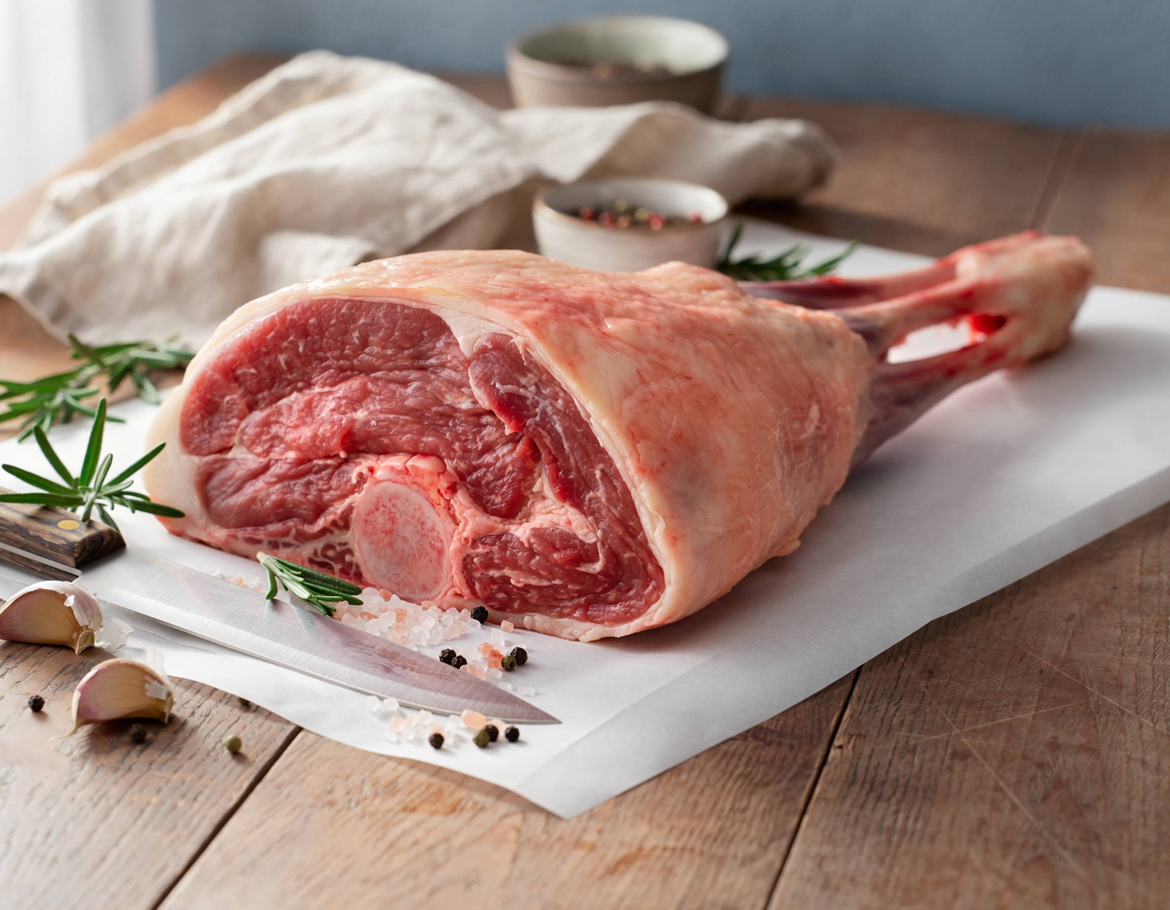 Firefly_fresh butchered bone in leg of lamb on a table 147004.png