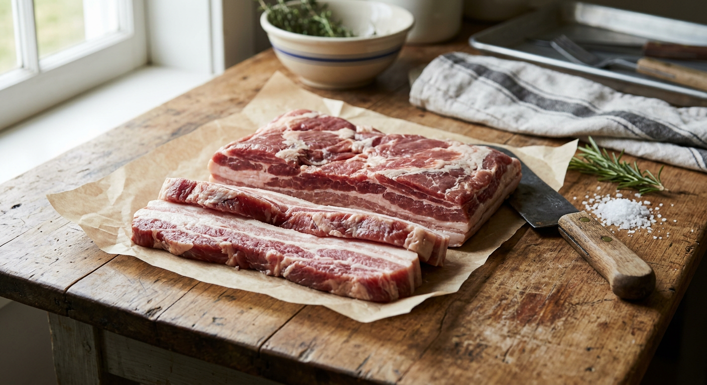 Firefly_Gemini Flash_fresh butchered bacon on a table 147004.png