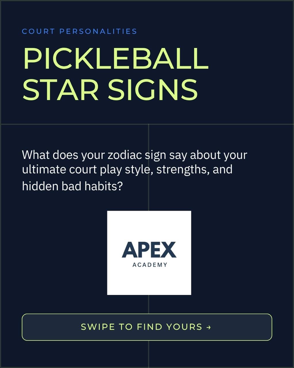 We&rsquo;ve coached a lot of players at Apex Academy. After a while, you start to notice patterns.

Turns out the stars figured it out before we did.

At Apex we leave no stone unturned when it comes to making better players. Apparently that includes