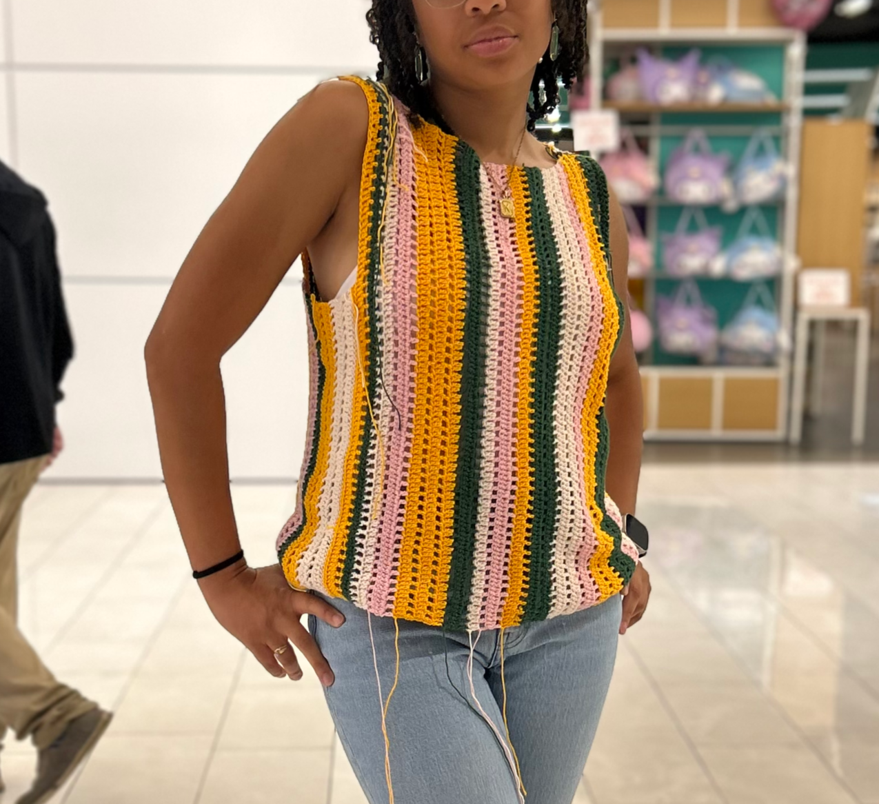 Striped Mesh Crochet Top

This striped crochet top combines subtle mesh detailing with bold color contrasts, creating a piece that is both versatile and uniquely handcrafted.