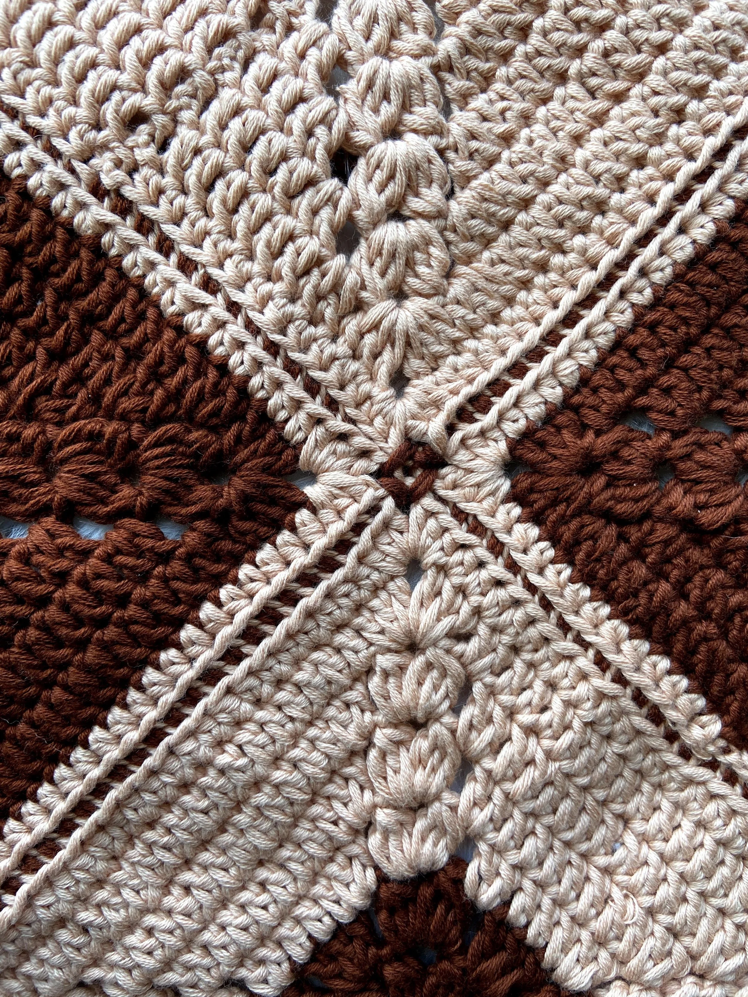 Customized Granny Square Detail

This close-up highlights the charm of a custom two-tone granny square top, where traditional crochet techniques meet modern creativity and personal expression.