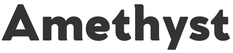The word 'Amethyst' written in large, bold black letters against a white background.