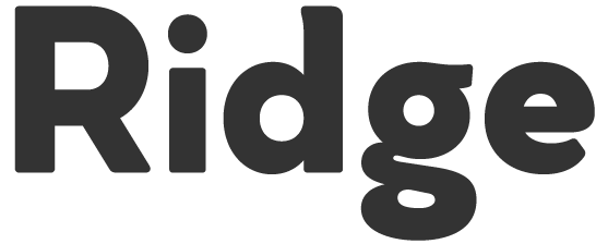 Close-up of the word 'Ridge' in large, bold, black letters.