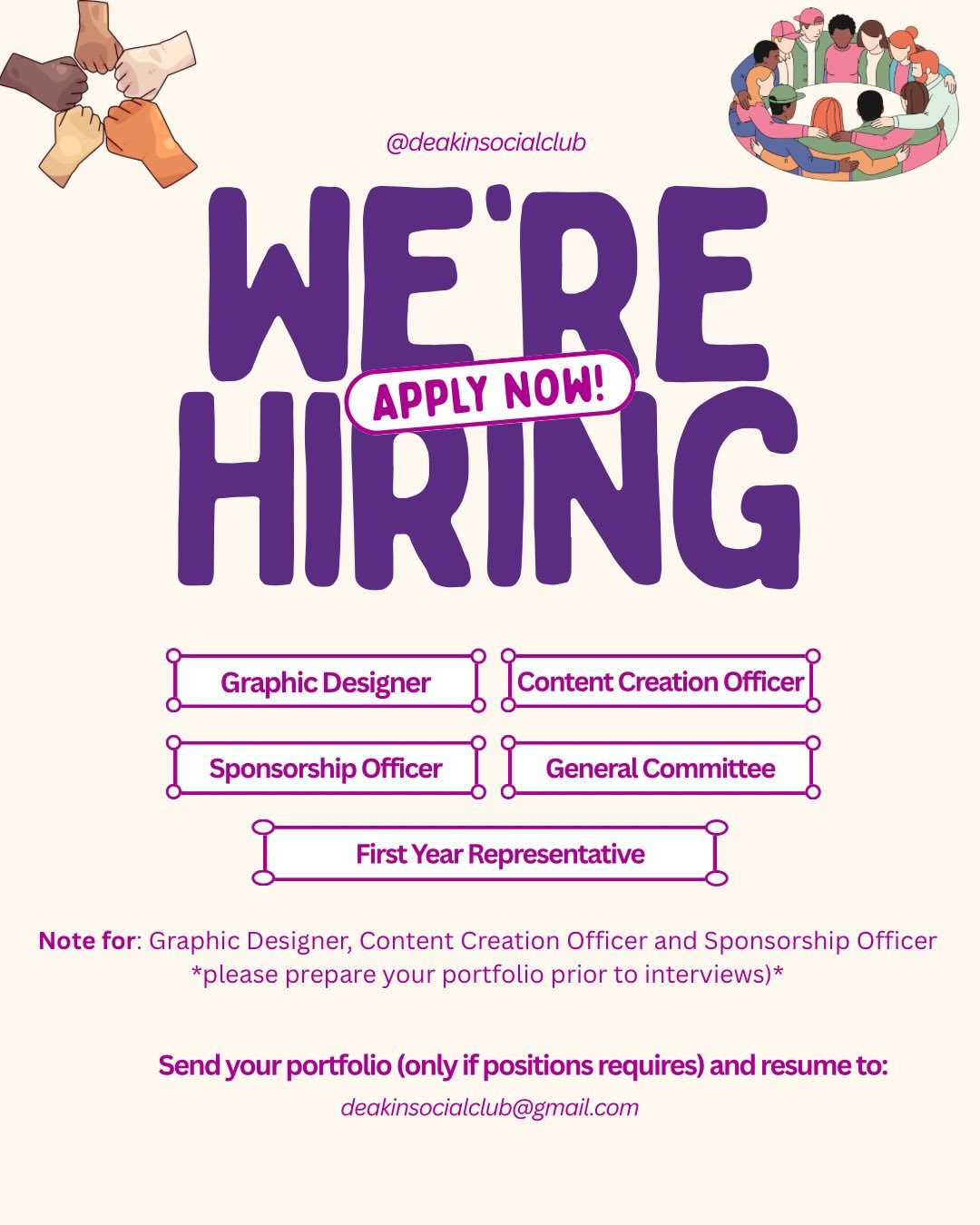 🚨 DEAKIN SOCIAL CLUB COMMITTEE APPLICATIONS ARE OPEN 🚨

Want to be part of the team that runs the biggest trips, bar hops and chaotic good vibes on campus? 👀

This is your chance to help shape DSC in 2026, from planning iconic events to building t