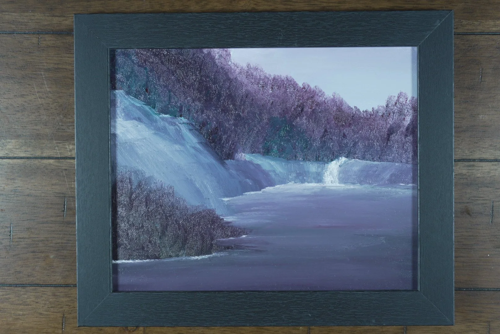 Lavender Falls in a black wood frame