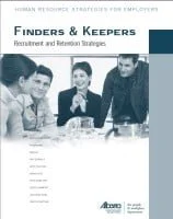 Book cover titled 'Renters & Keepers: Resident and Retention Strategies' by Finder & Keepers, featuring a black-and-white photo of five people sitting around a table in a meeting.