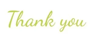 Green cursive text saying "Thank you" on a white background.