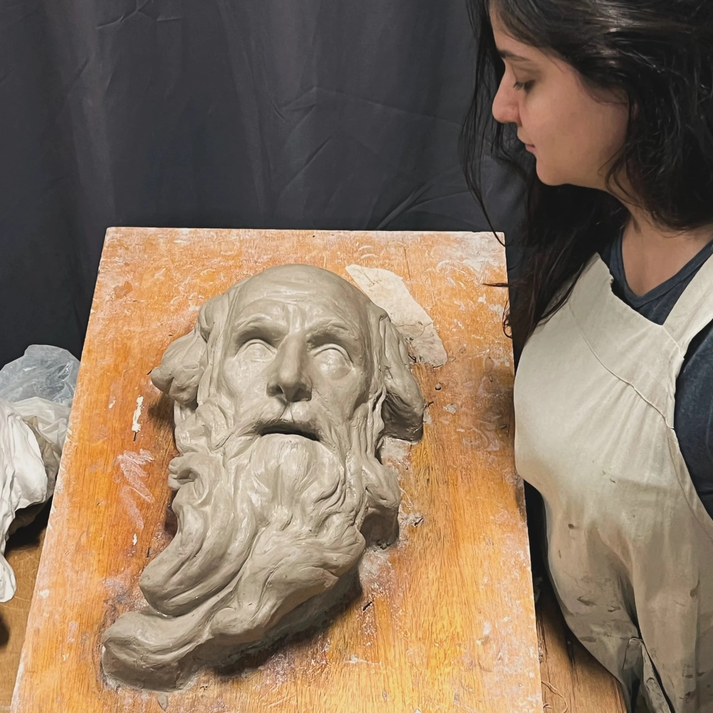 Copy of a male head, clay, 2025. Working on that project was awsome. It gave me some experience to follow ahead. 
