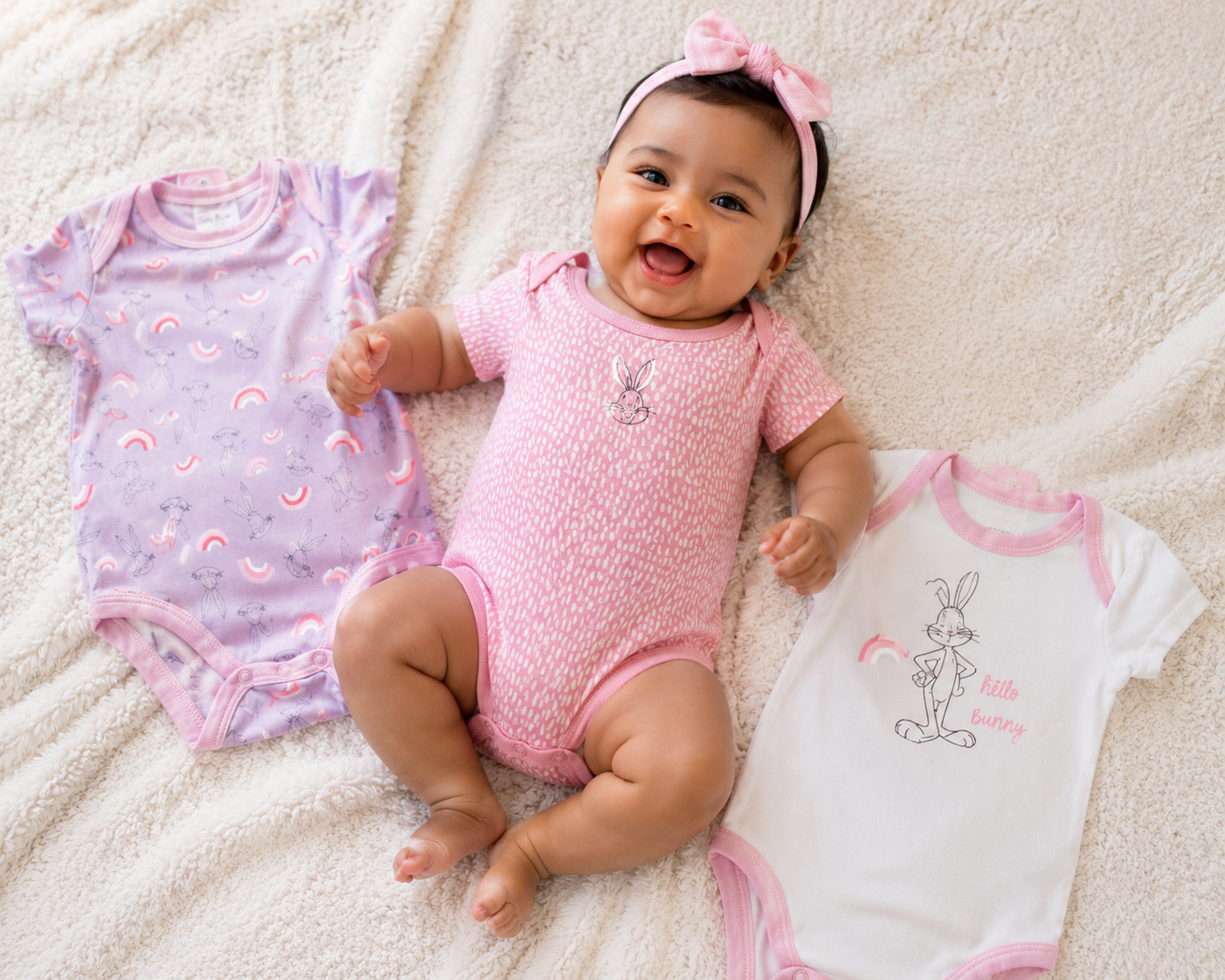 Rainbow Meadow Onesie Trio