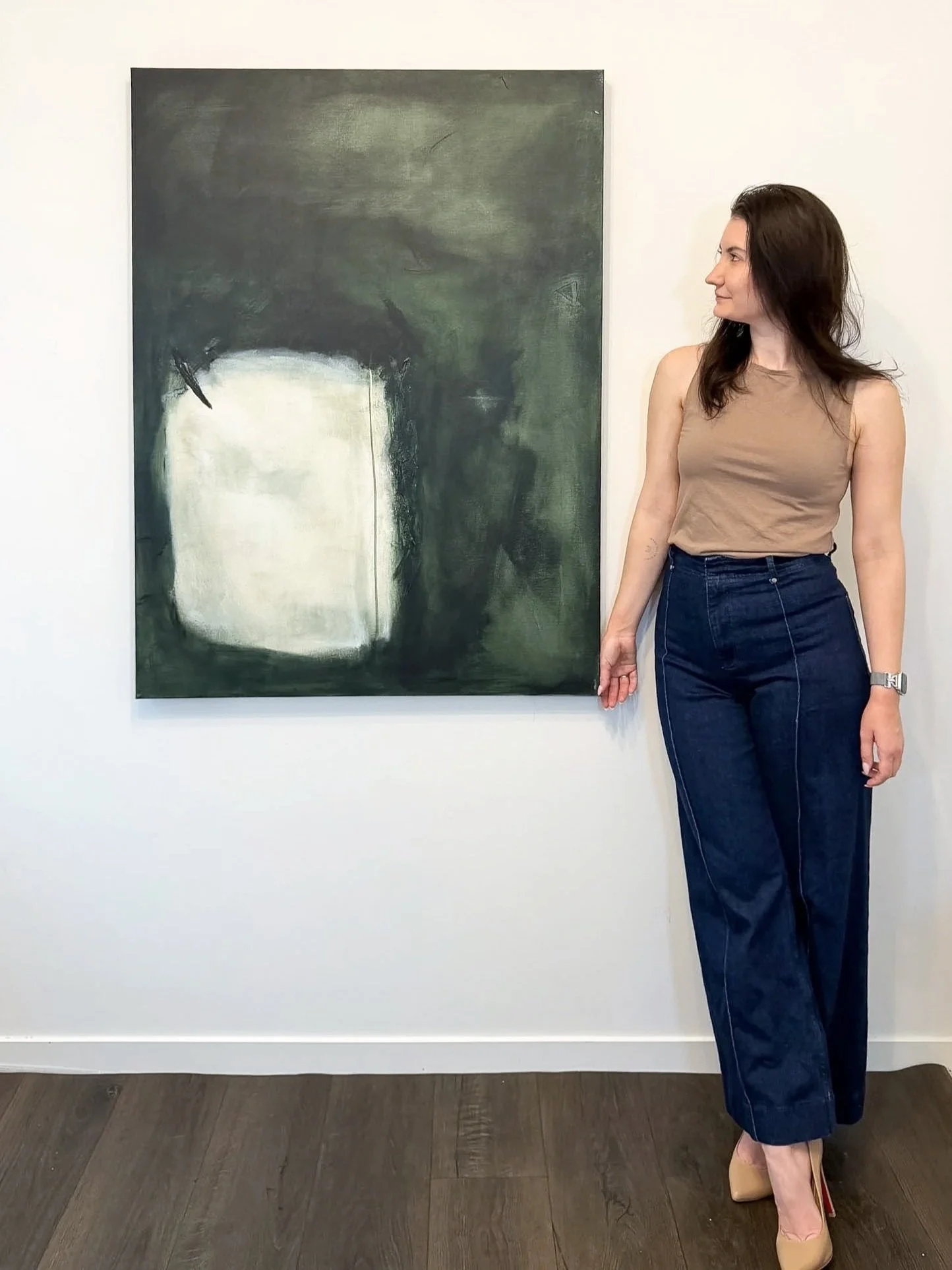 Expressive abstract artwork in muted greys, balancing tension and stillness designed to complement contemporary Alberta interiors.