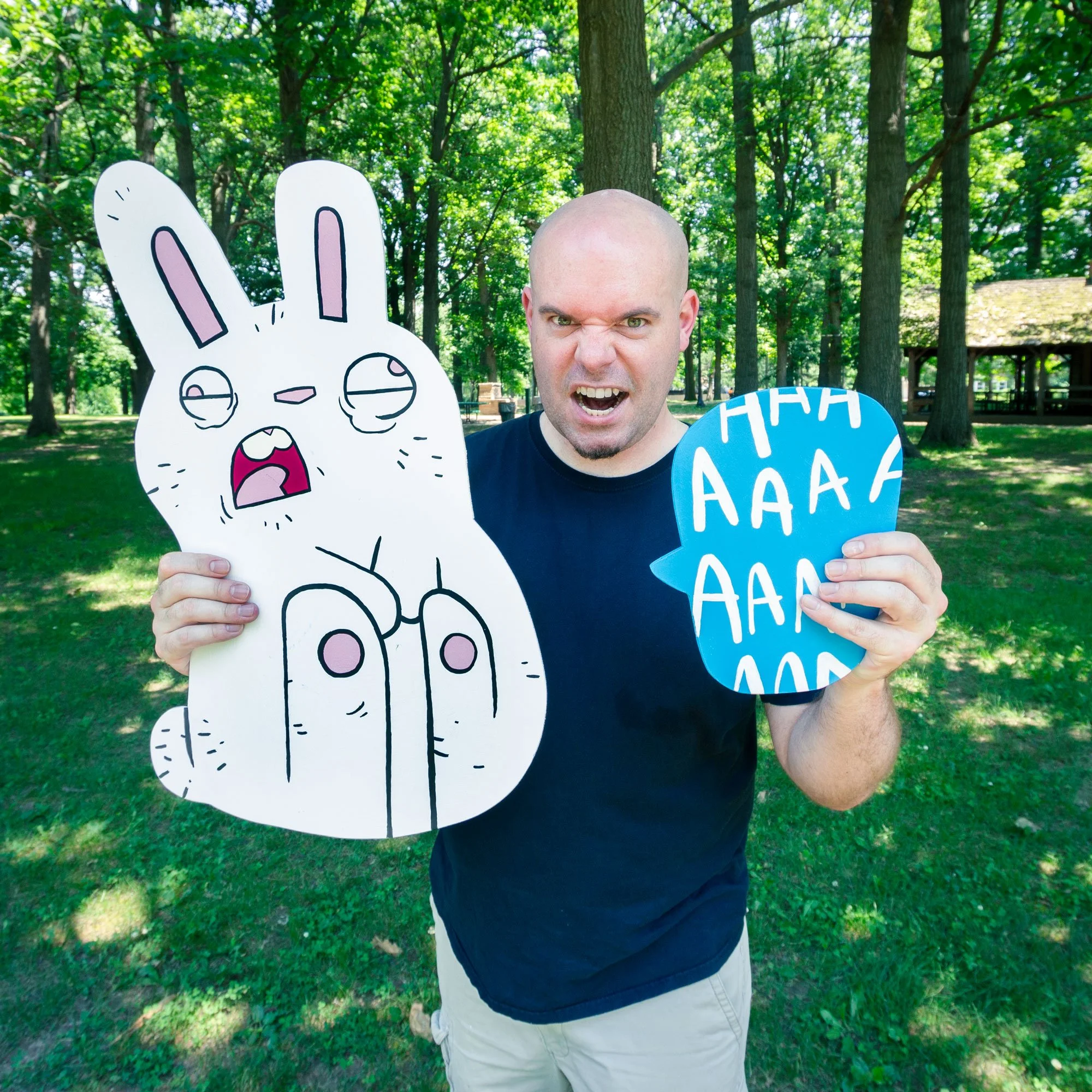 Hand-Painted Cutout Rabbit Sign