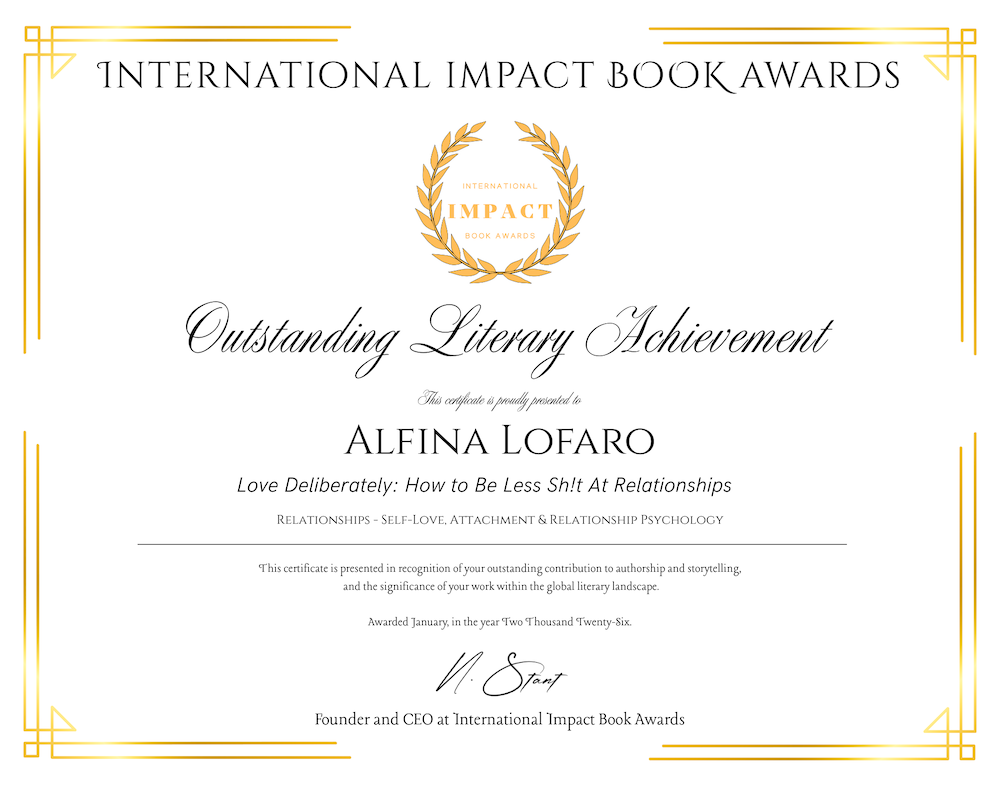 International Impact Book Award, Love Deliberately by Alfina Lofaro