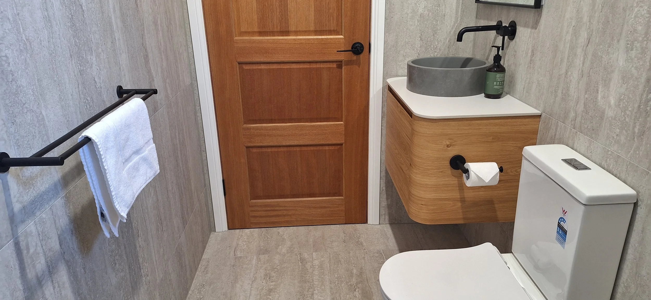 Ensuite - walk-in shower with modern sink and toilet
