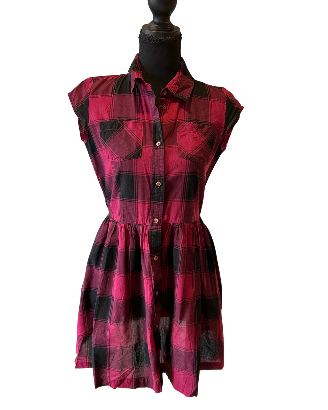 Plaid Button-Down Dress Size 14