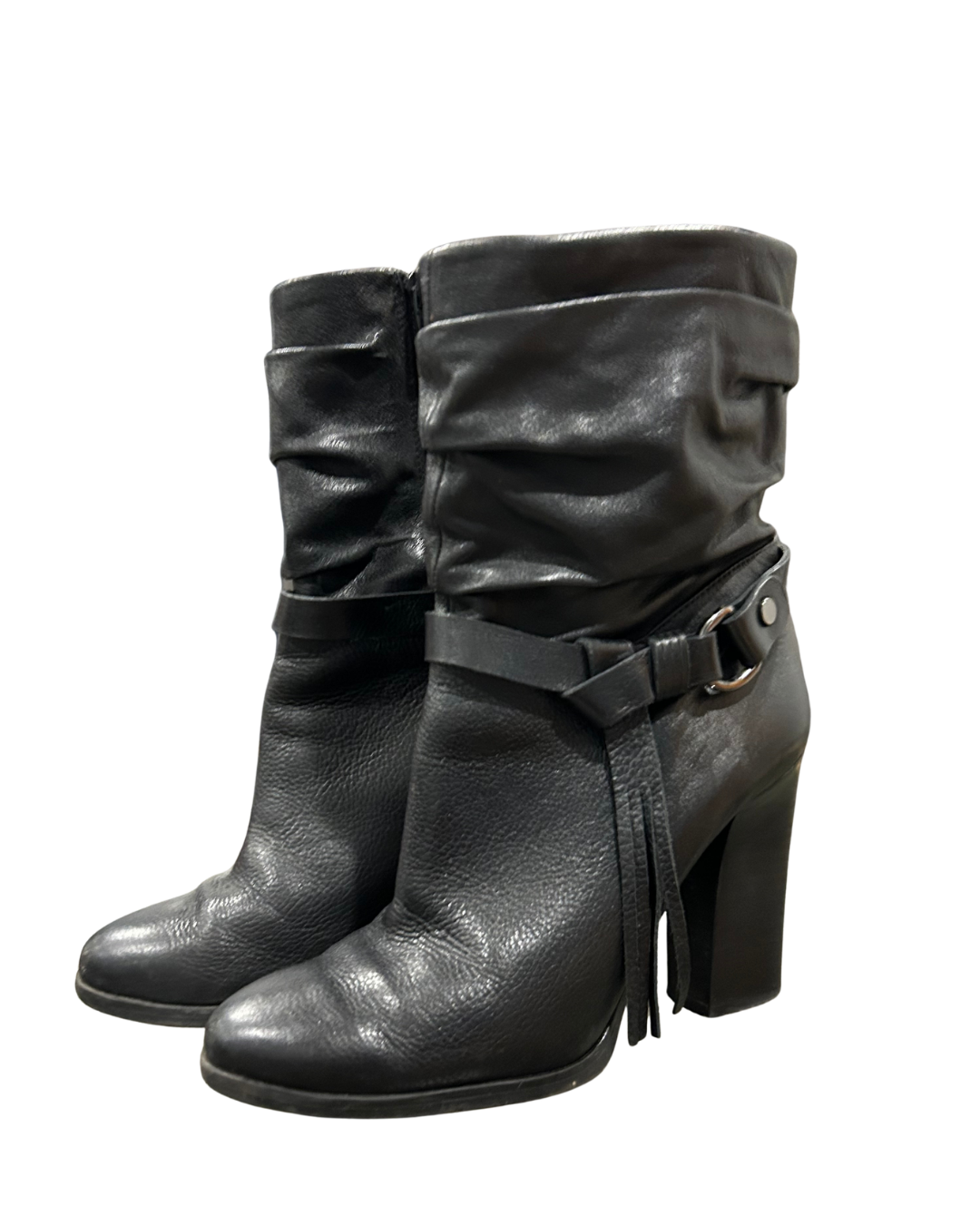 Guess Chic Black Leather Slouch Boots  Size -  8