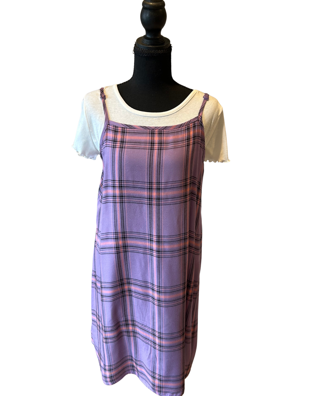 Chic Lavender Plaid Layered Dress Size XXL