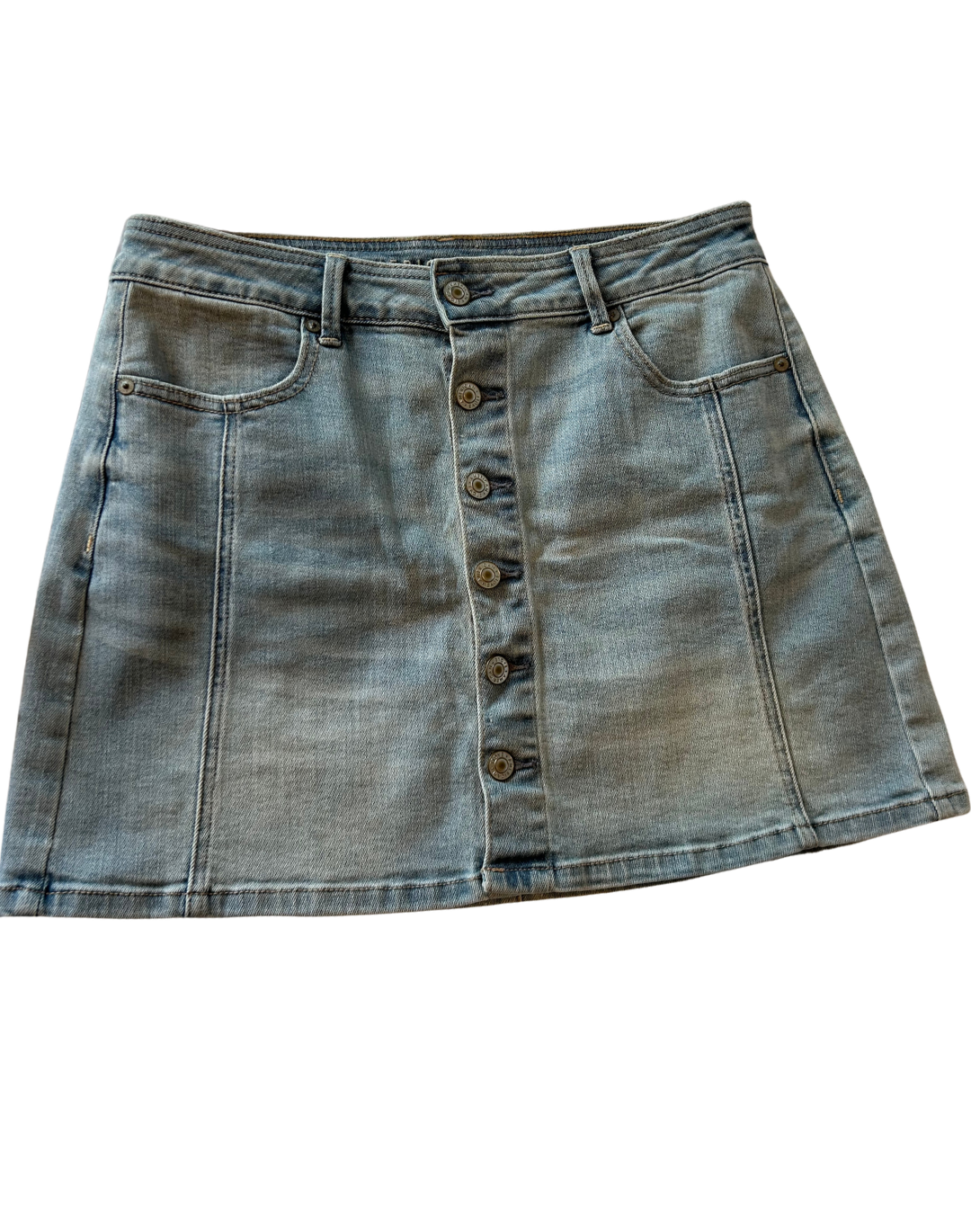 Denim Button-Front Mini Skirt Size - 10