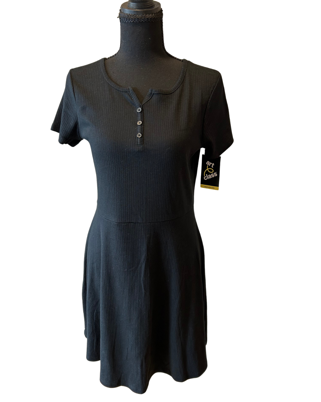 Classic Black Button-Front Dress Size XXL