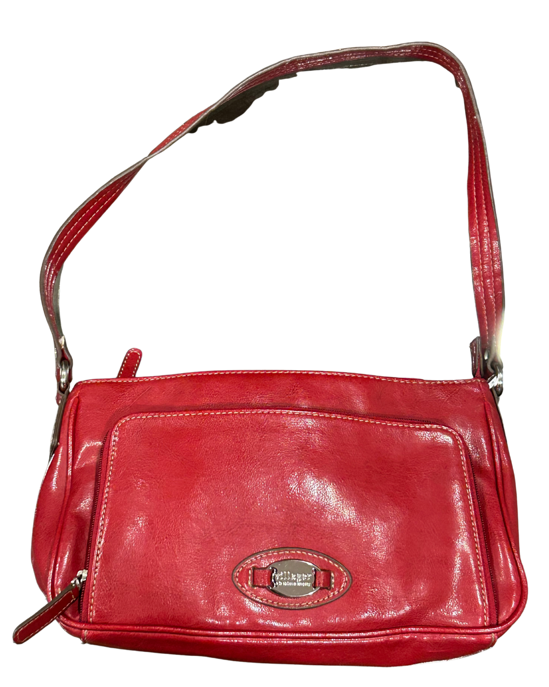 Chic Red Faux Leather Shoulder Bag